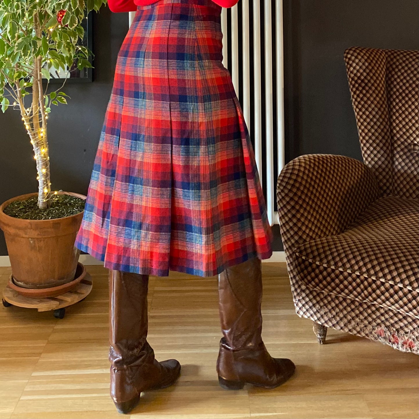 Gonna a pieghe tartan