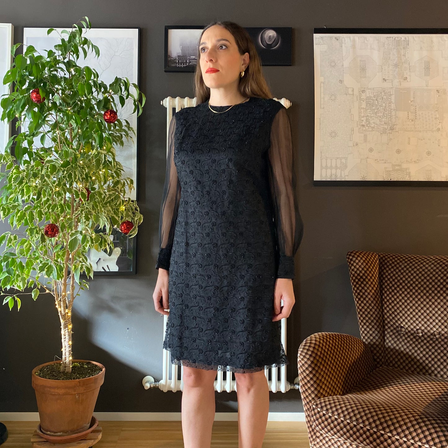 Abito anni 60 perline e organza