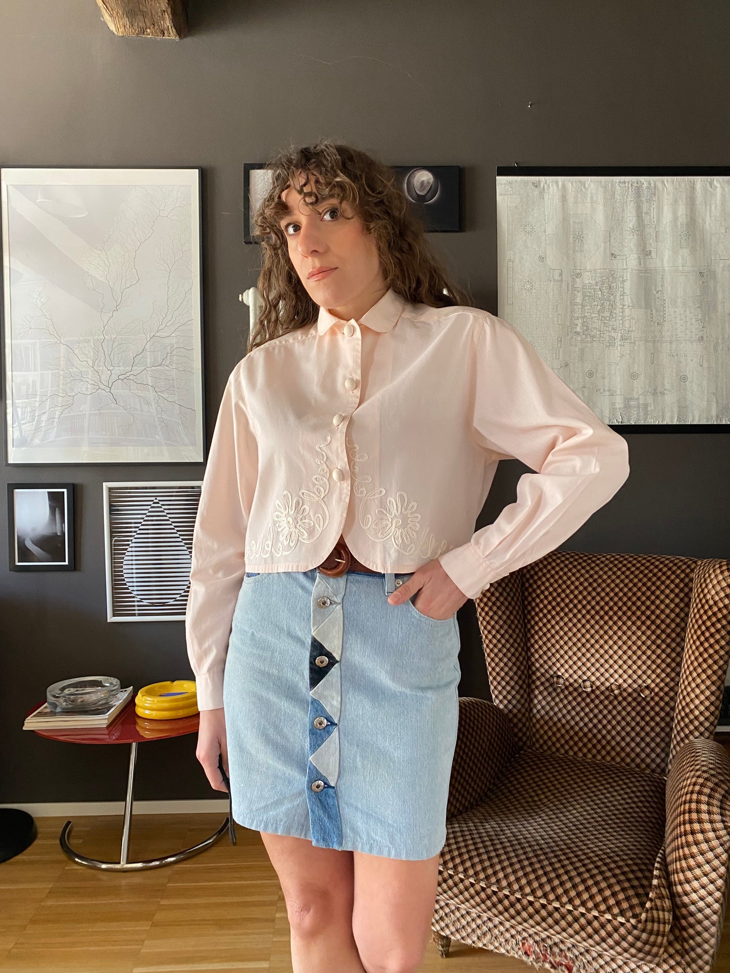 Camicia Stefanel crop vintage con ricami