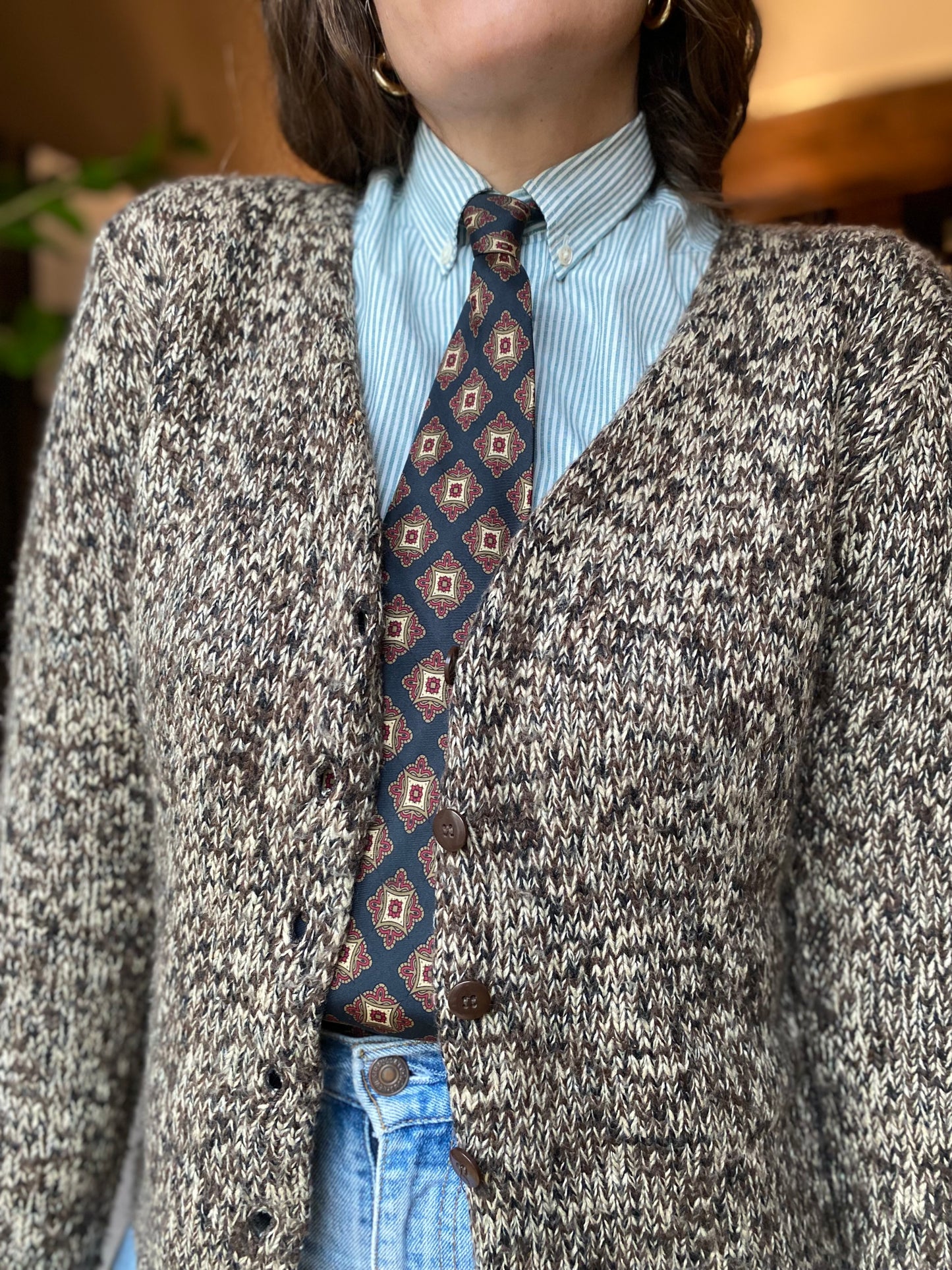 Cardigan marrone melange
