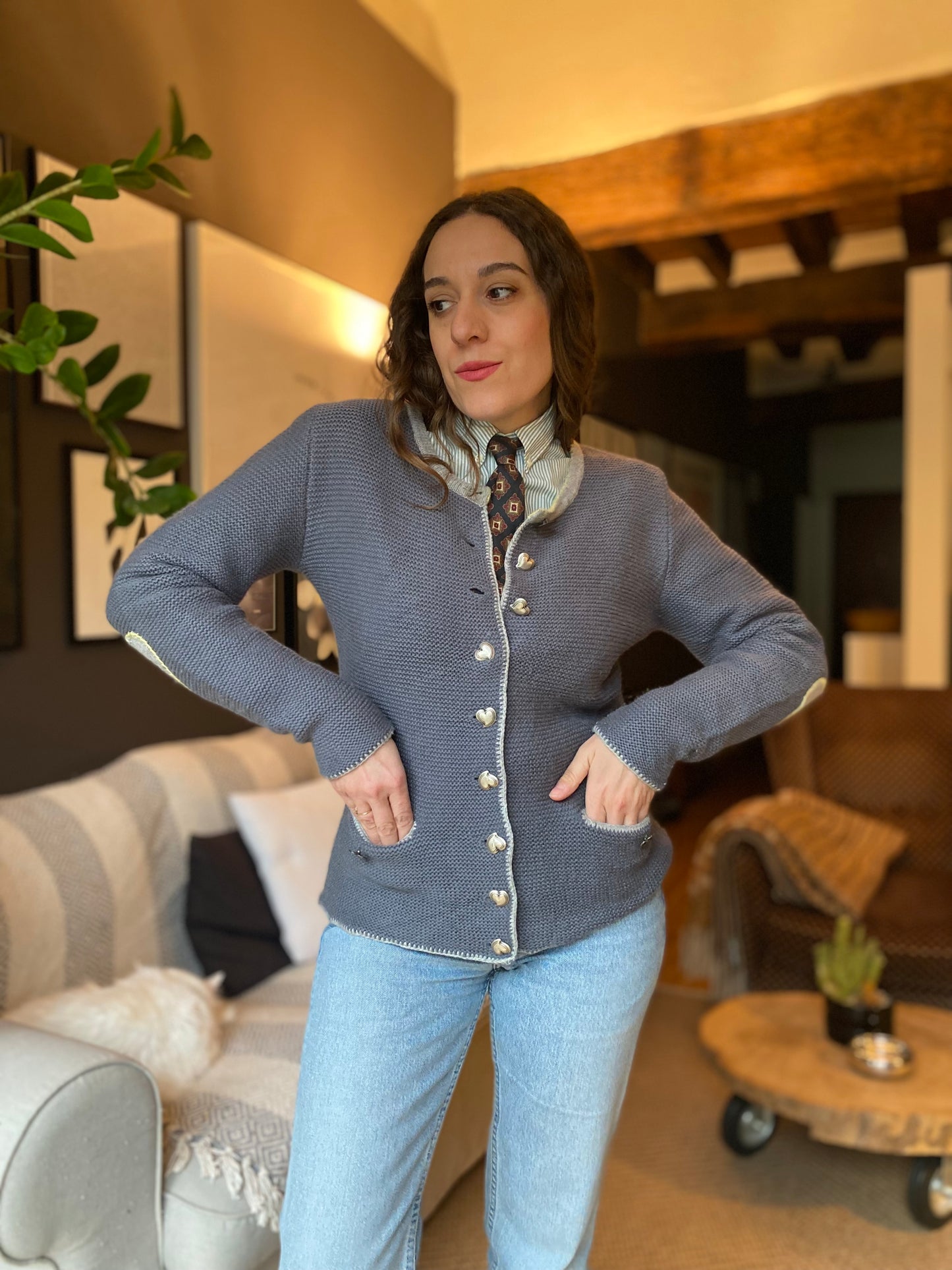 Cardigan tirolese misto cashmere