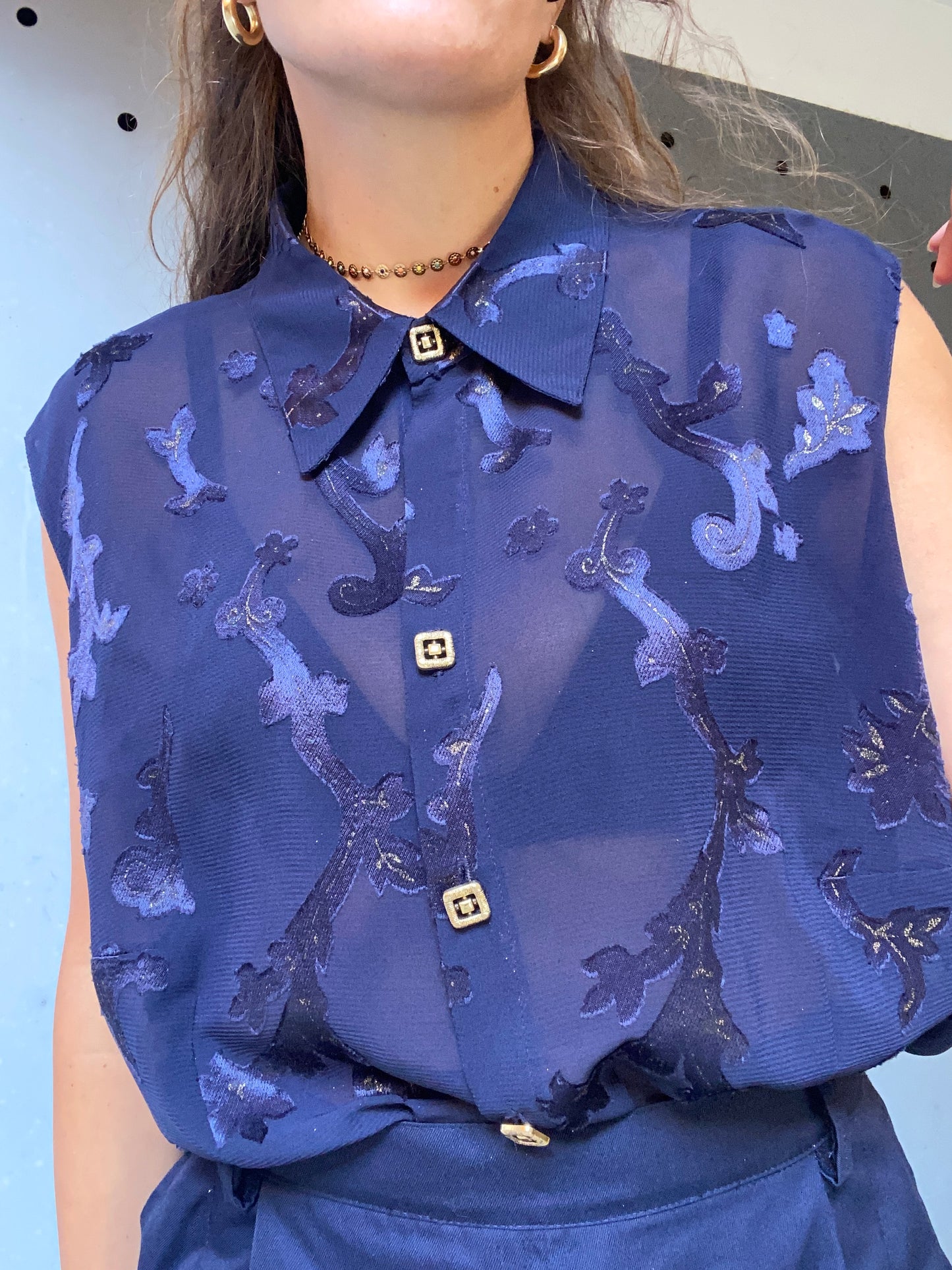 Camicia smanicata trasparente