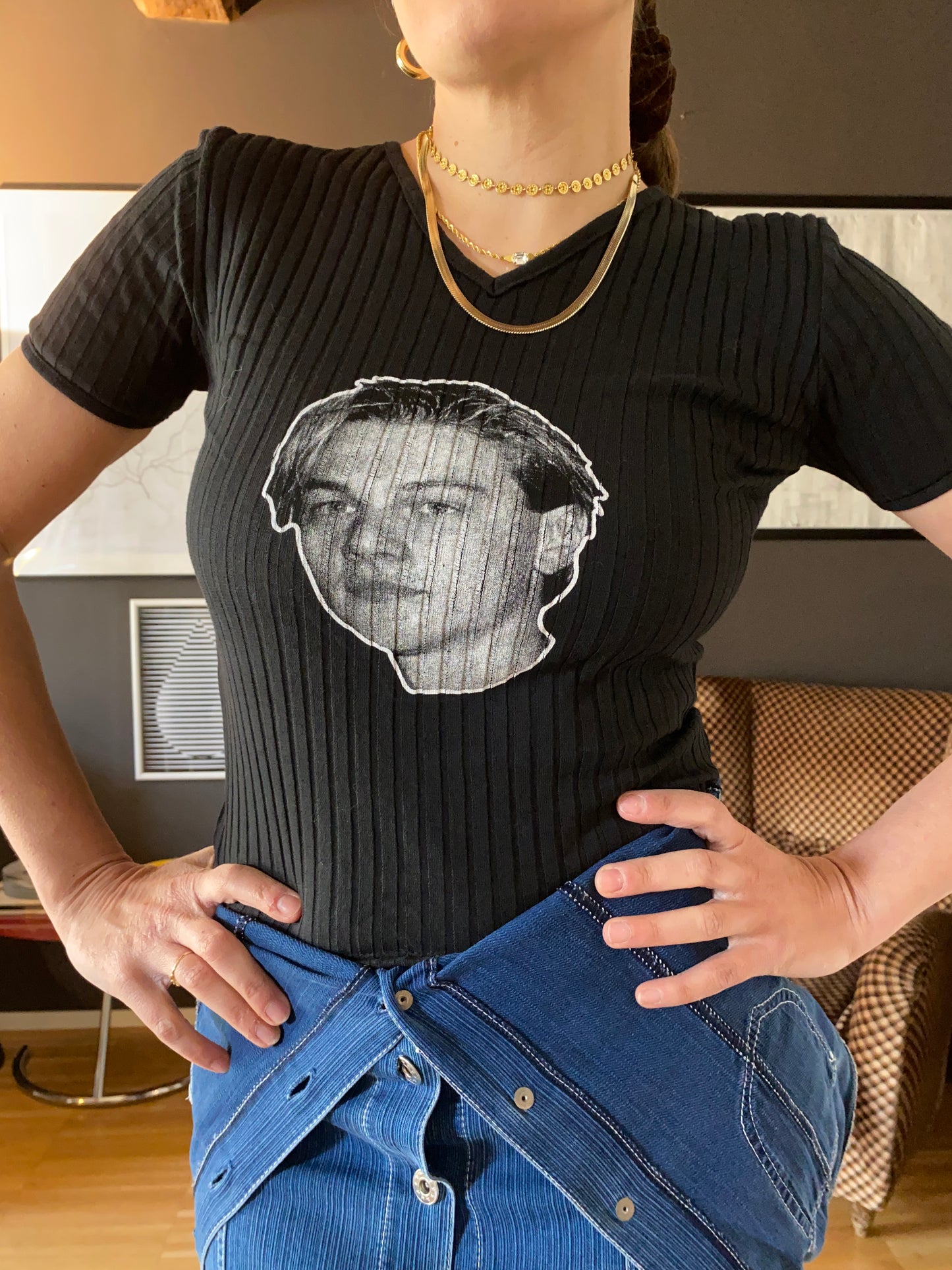 T-shirt Leonardo di Caprio nera