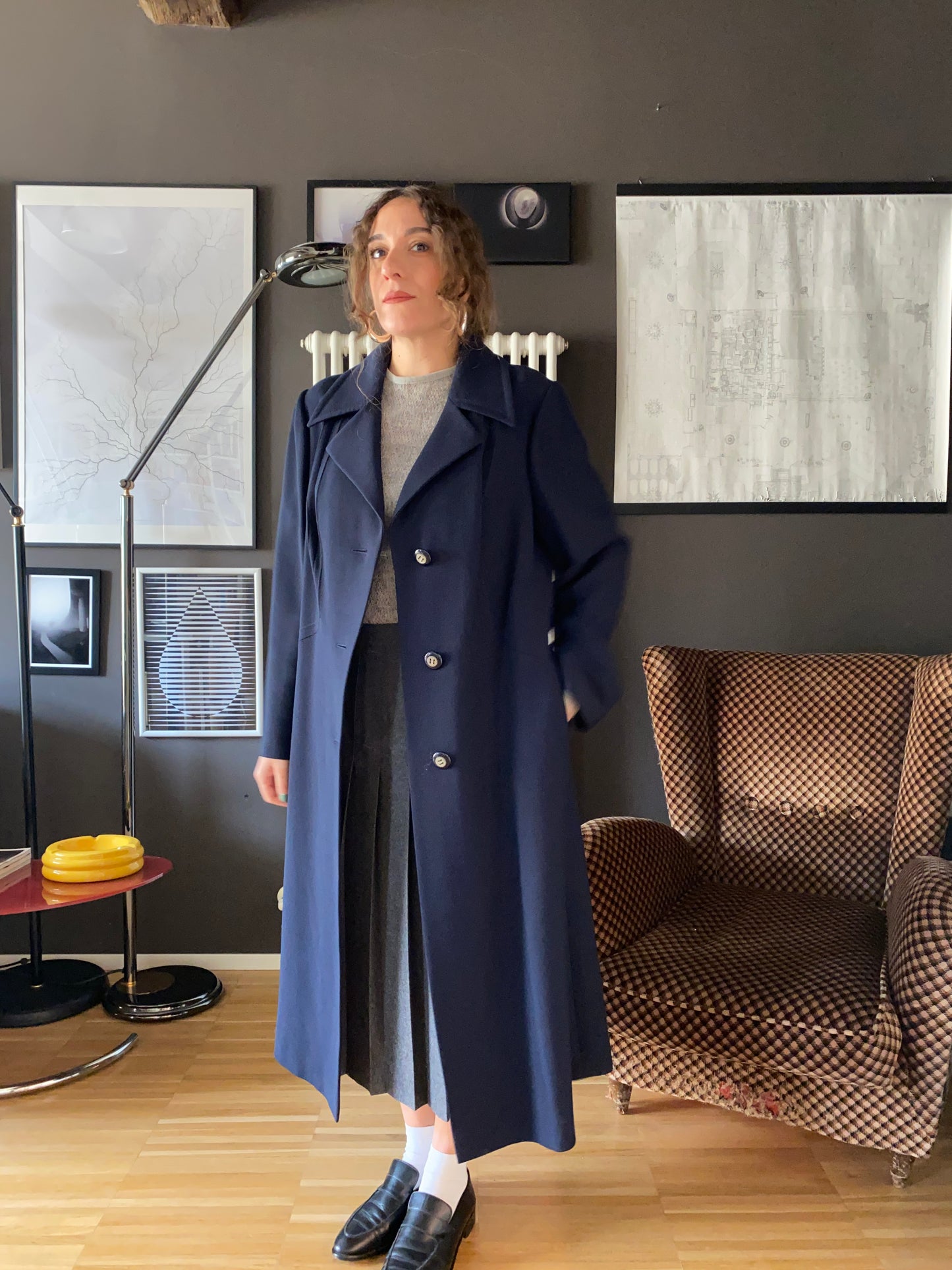 Cappotto blu misto lana vintage Marzotto