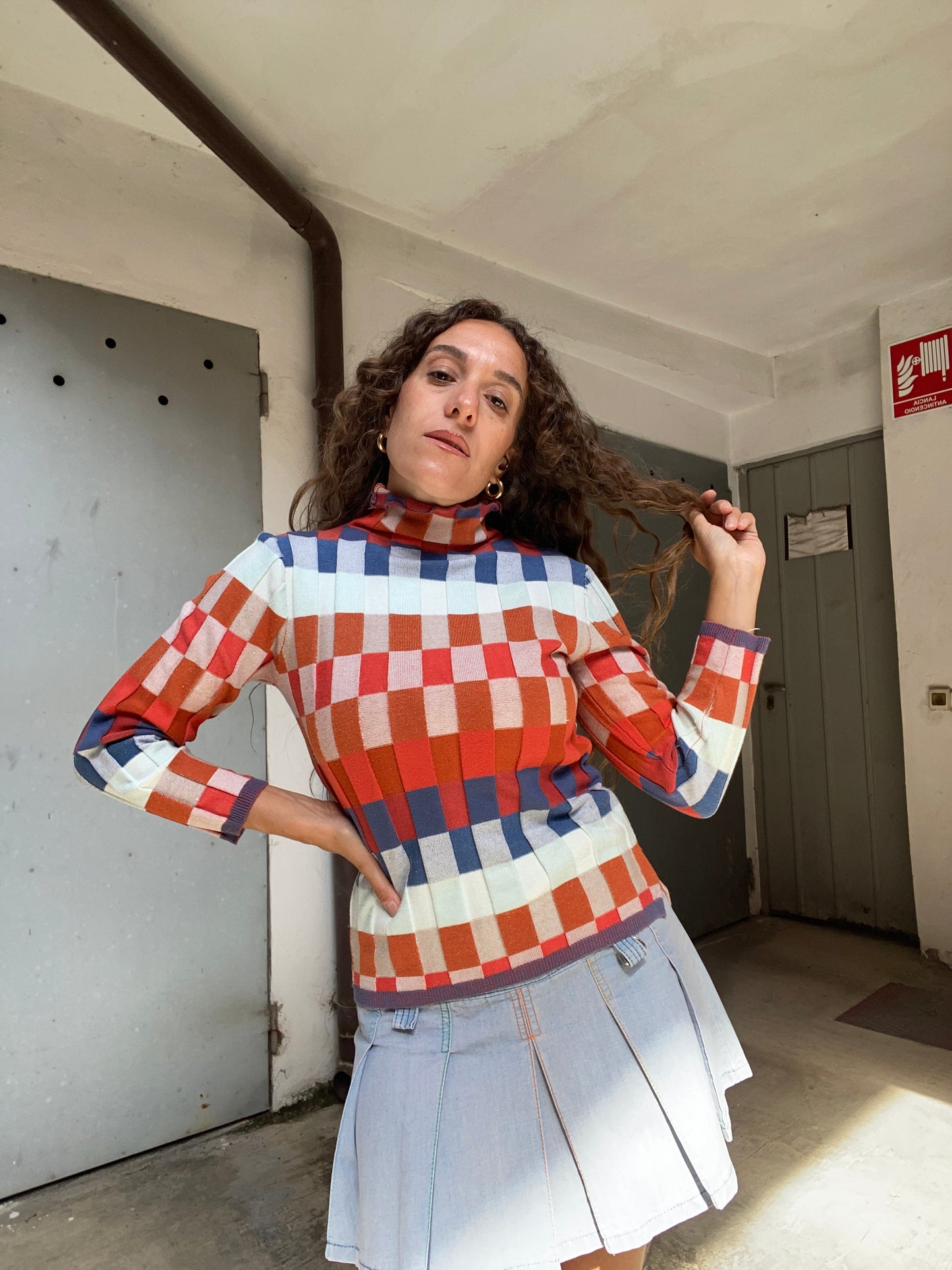 Maglioncino anni 2000 scacchi e costine