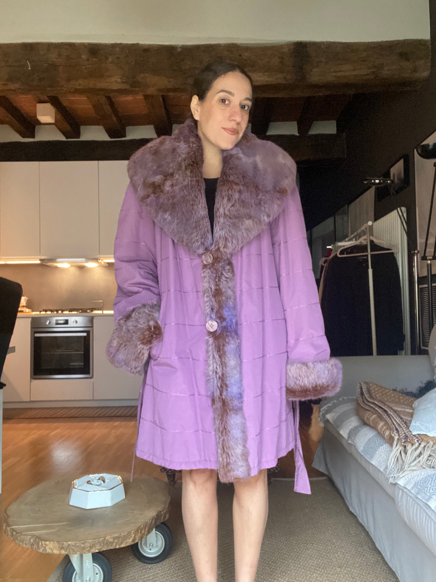 Cappotto vintage lilla con pelliccia fairy