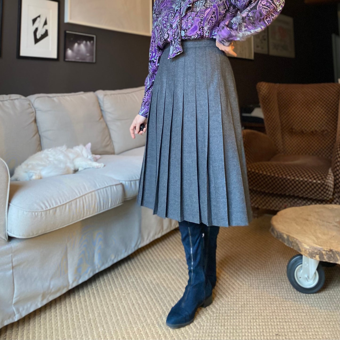 Gonna a pieghe grigia