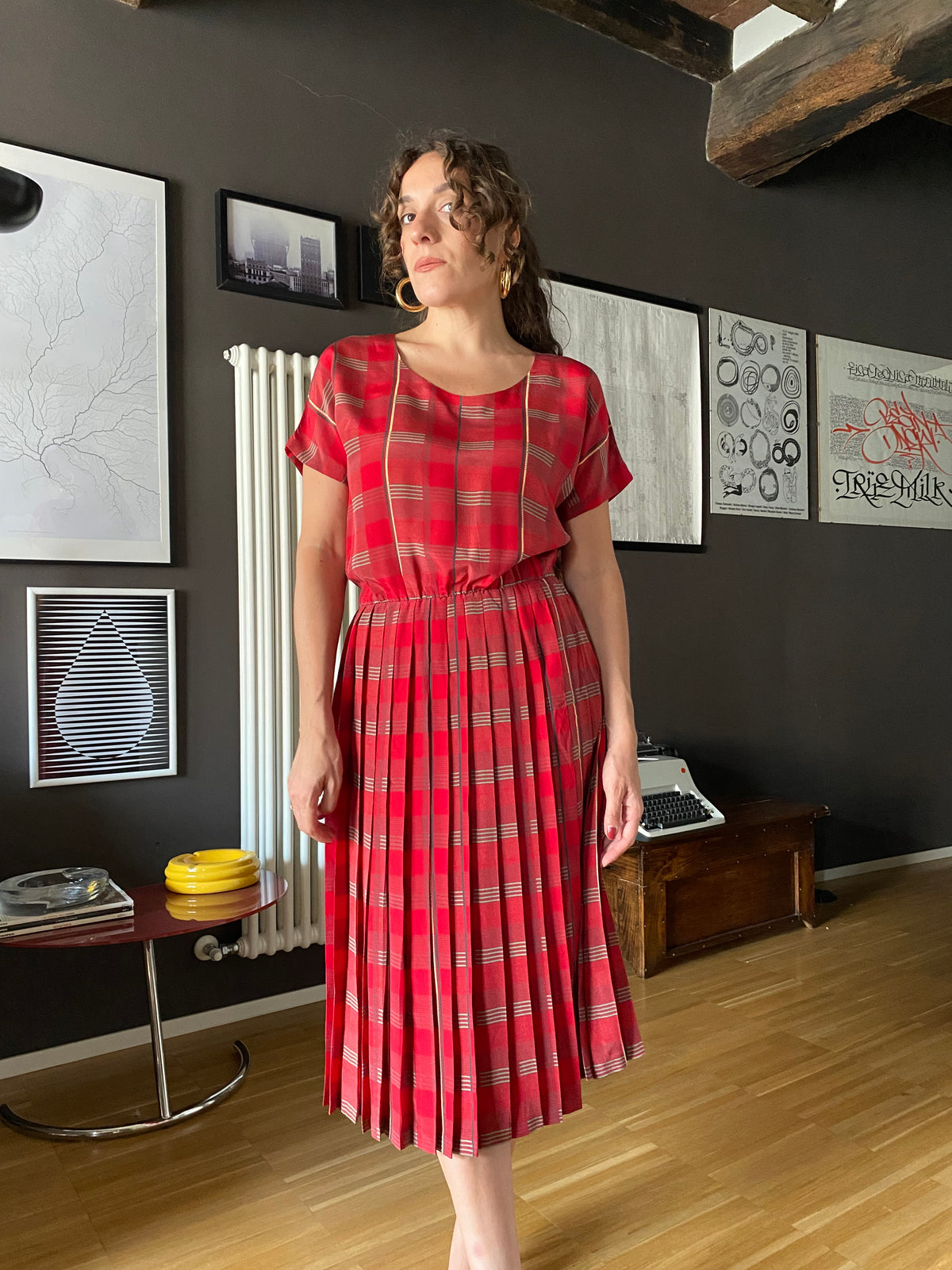 Abito midi sartoriale in seta vintage