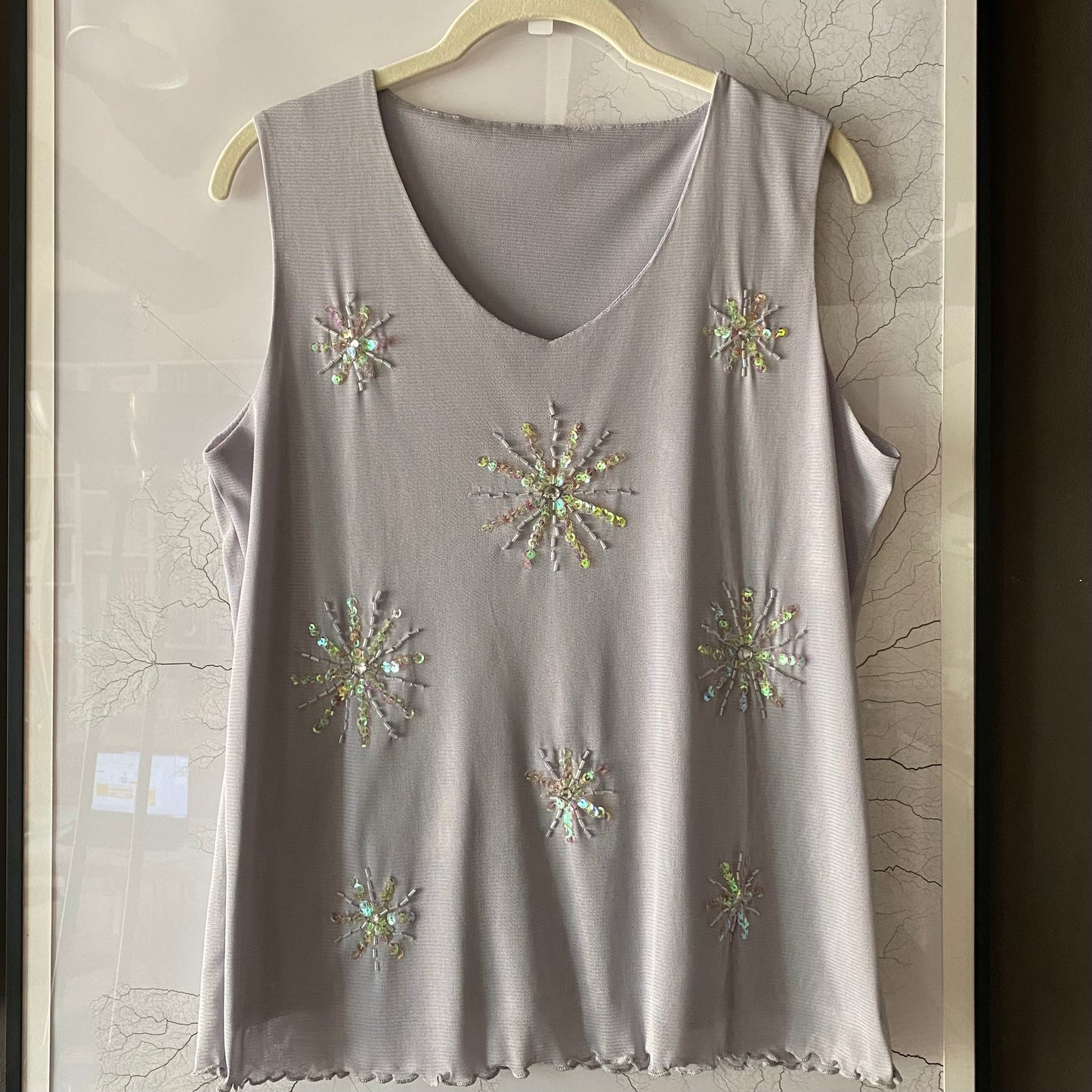 Top lilla paillettes