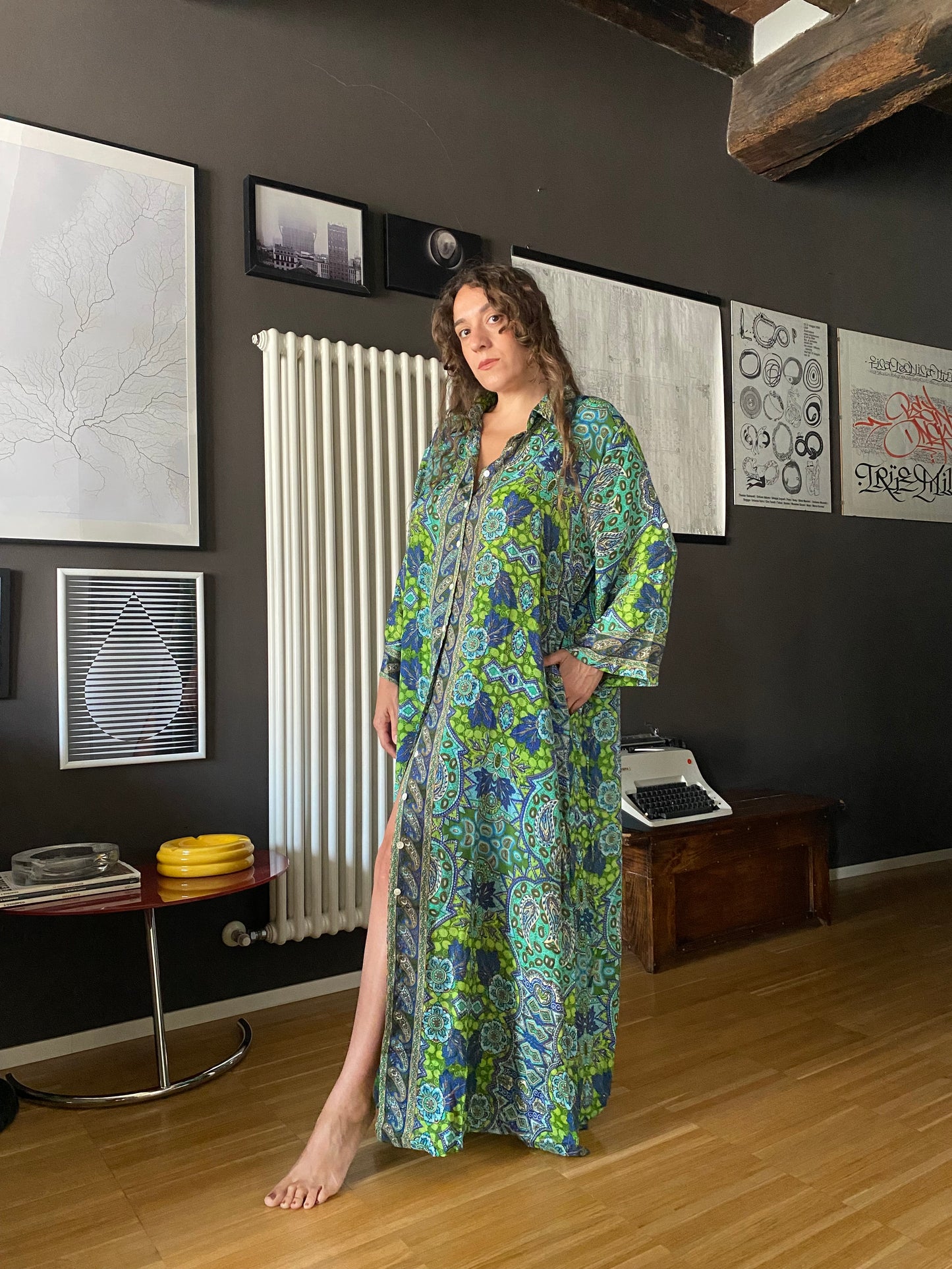 Abito boho in seta chemisier