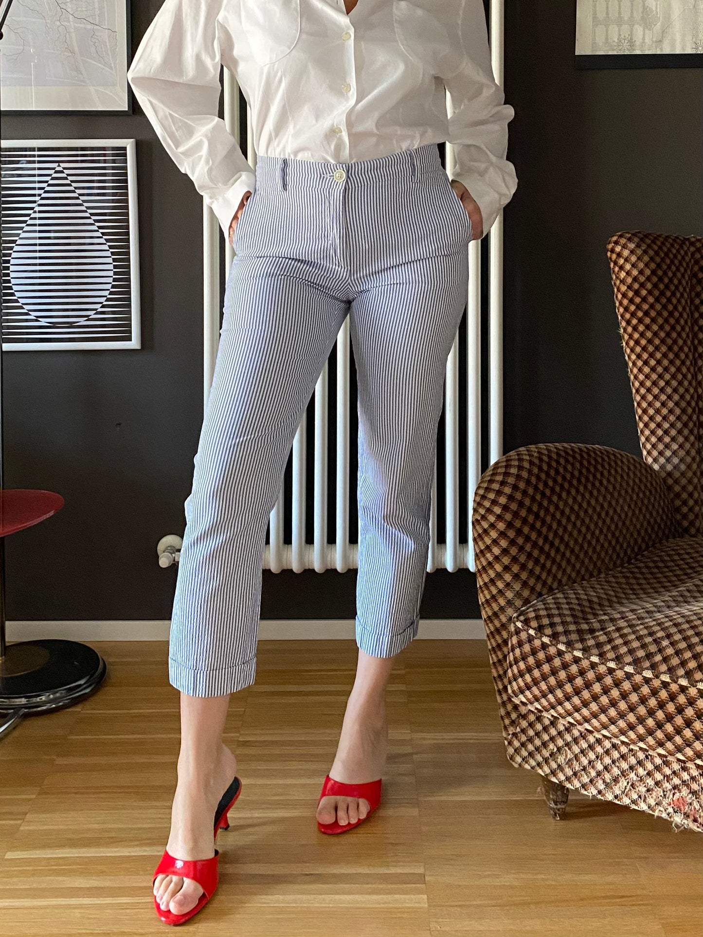 Pantaloni capri Max Mara Weekend a righe