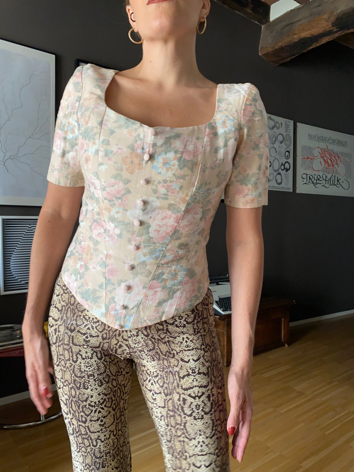 Top corsetto floreale