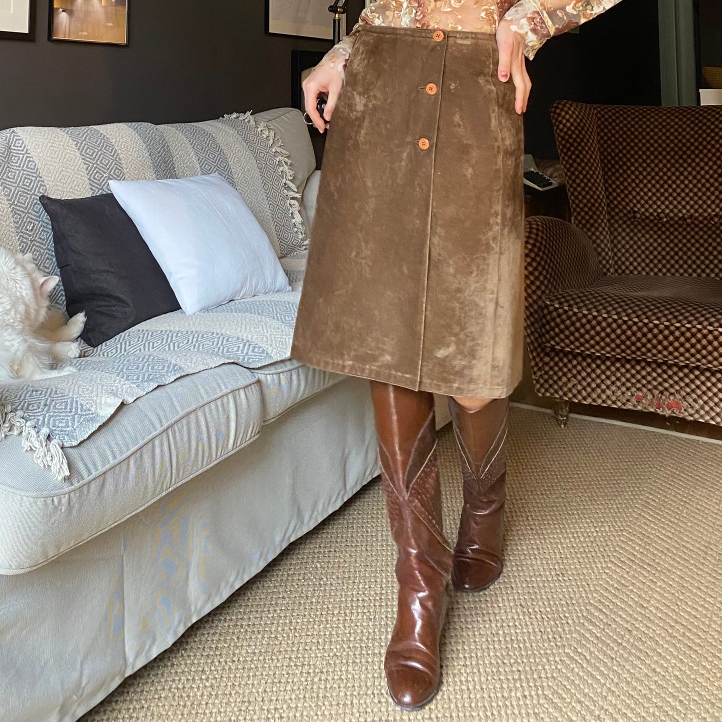 Gonna longuette midi anni 70 vintage