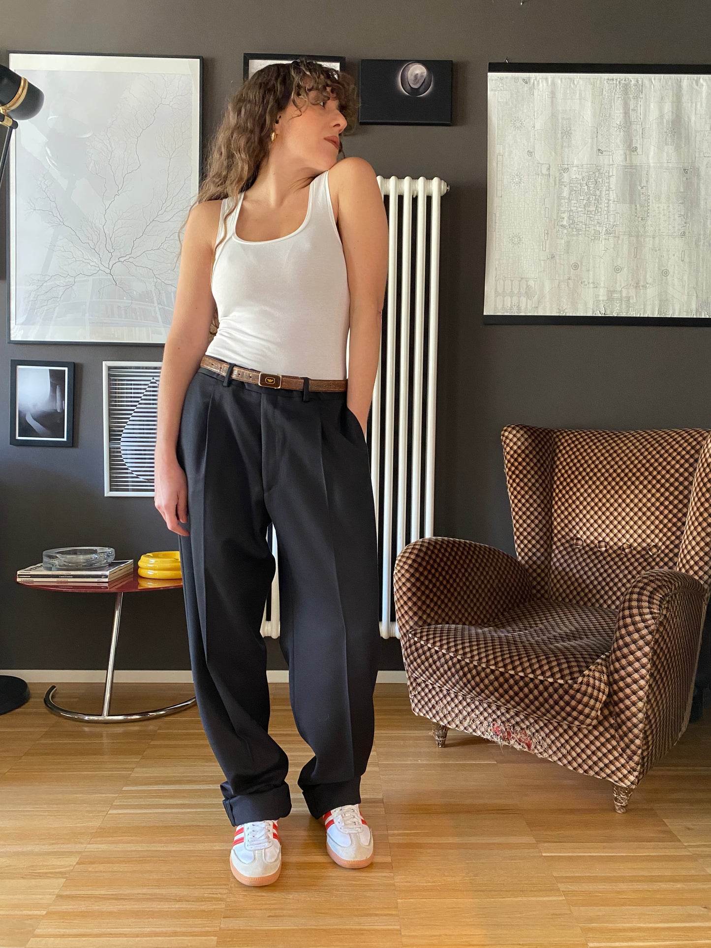 Pantaloni classici uomo blu navy