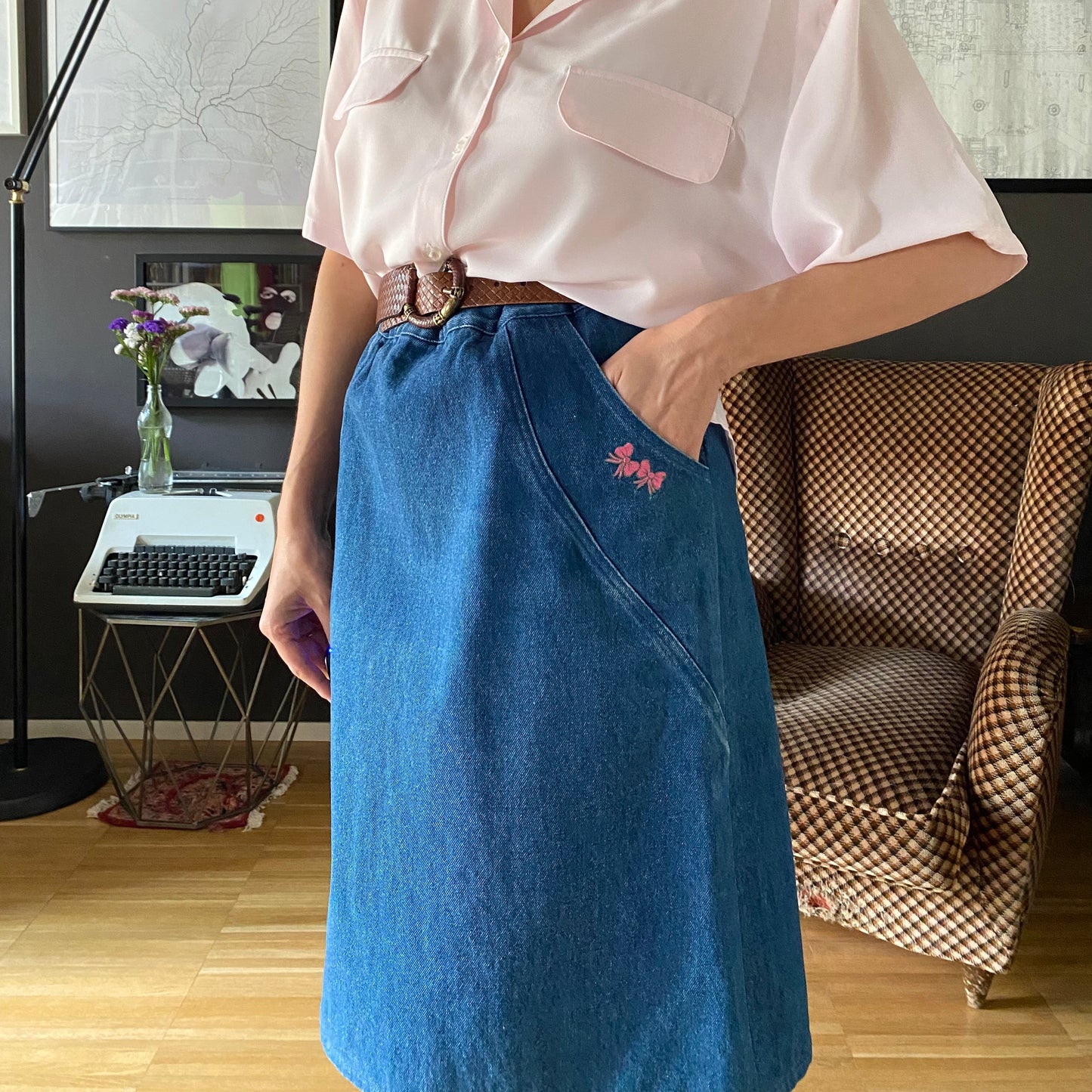 Gonna denim con ricami