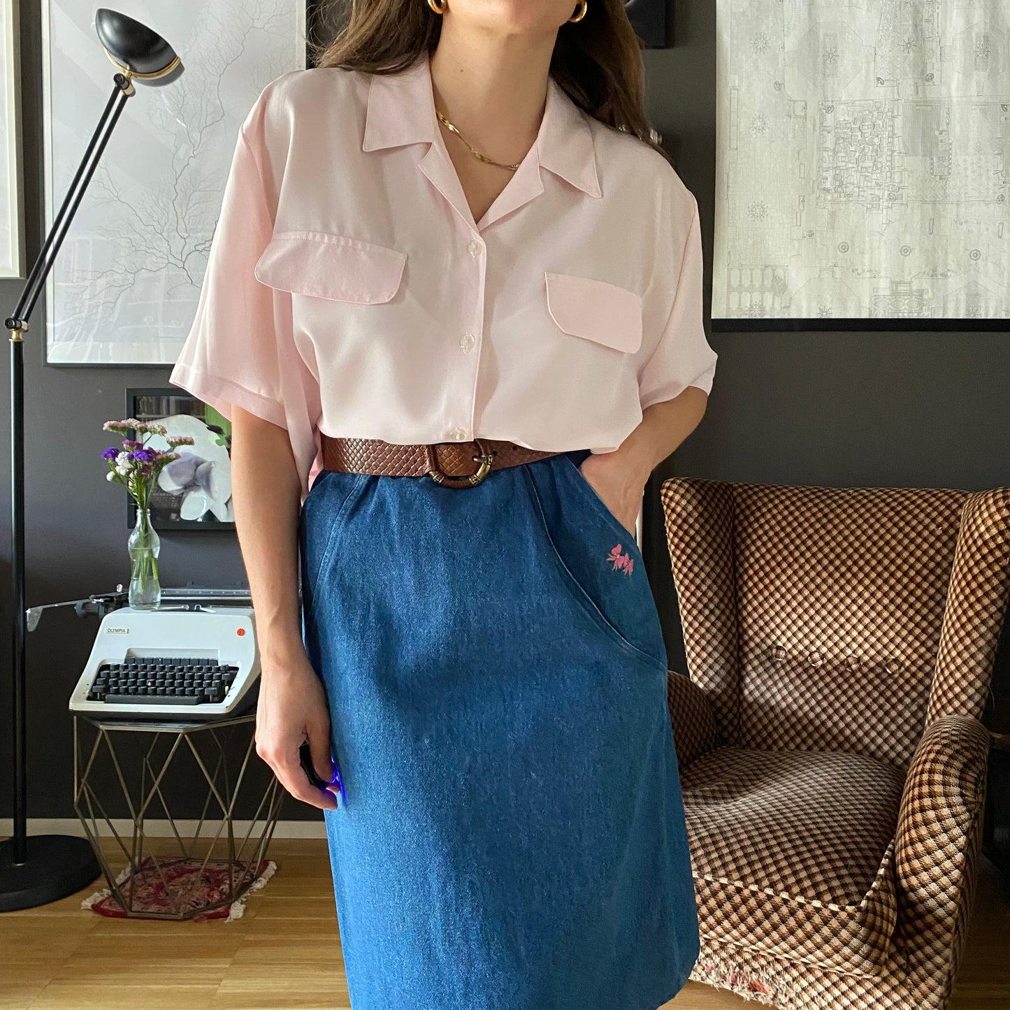 Gonna denim con ricami