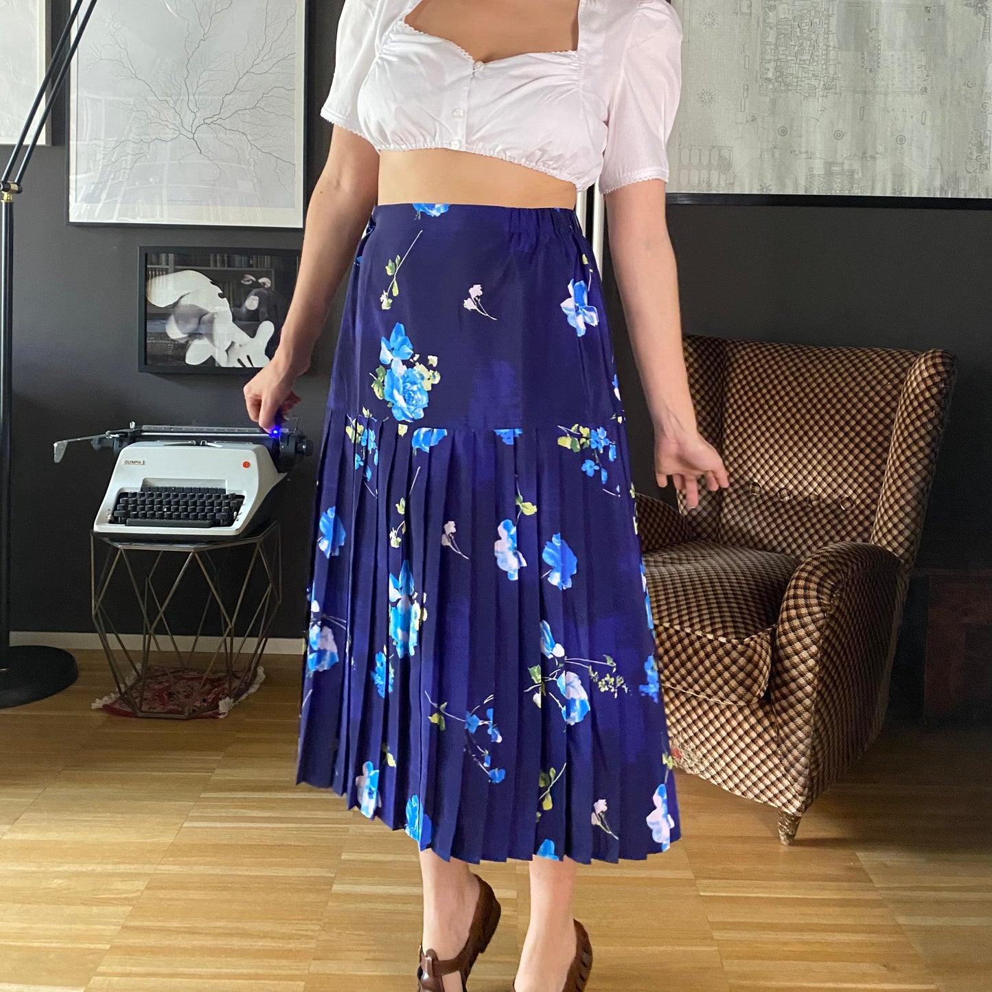 Gonna midi a pieghe vintage