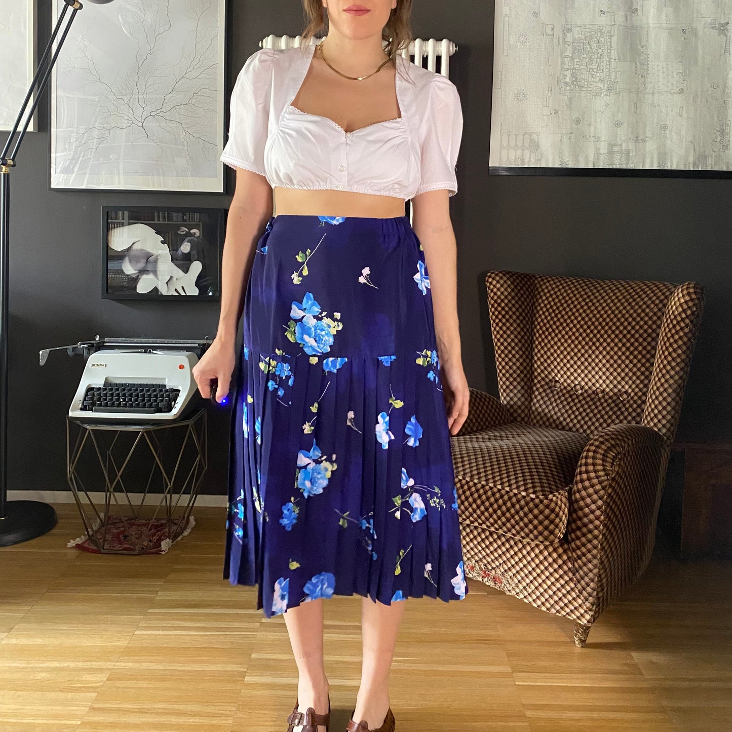 Gonna midi a pieghe vintage