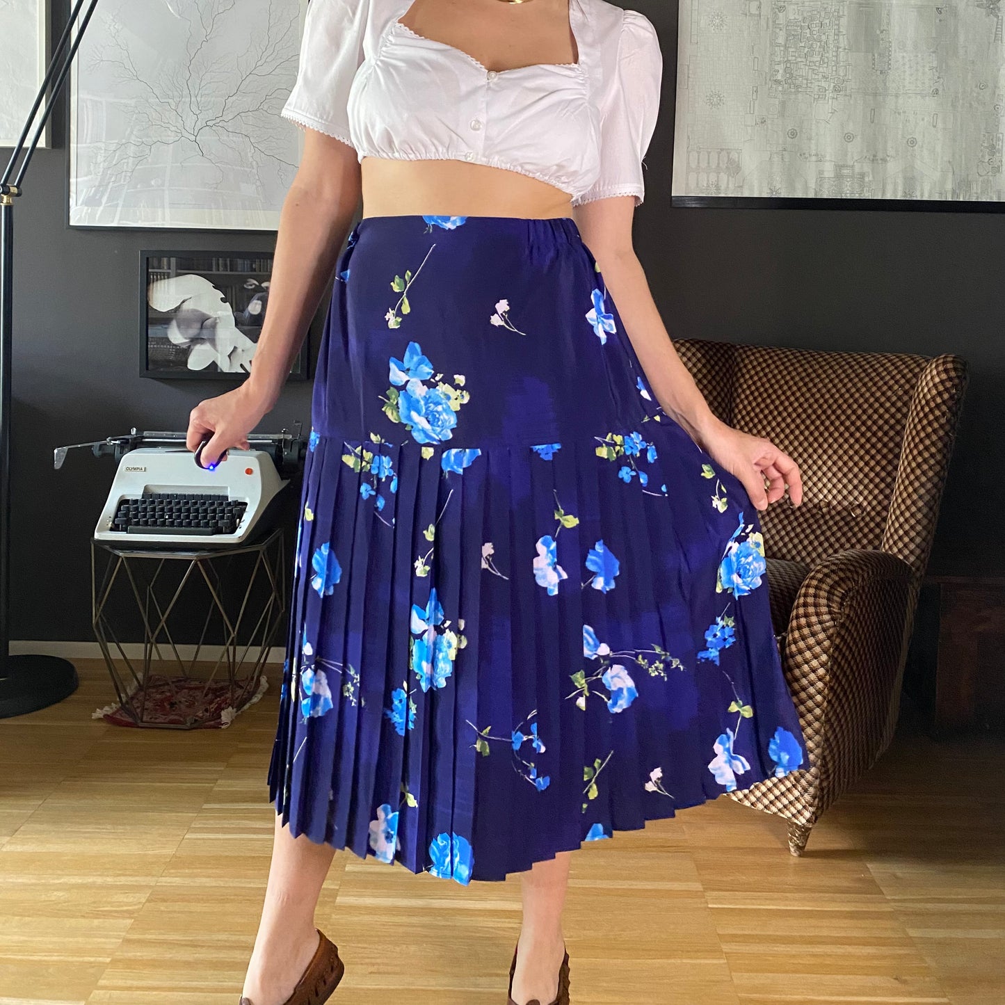 Gonna midi a pieghe vintage