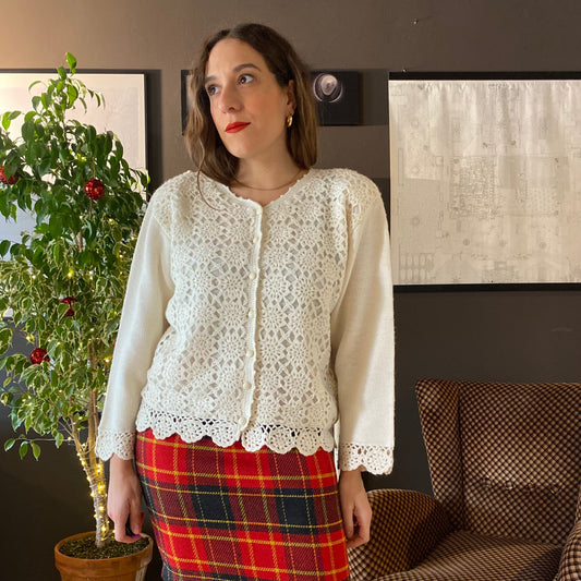 Cardigan a fiori lana