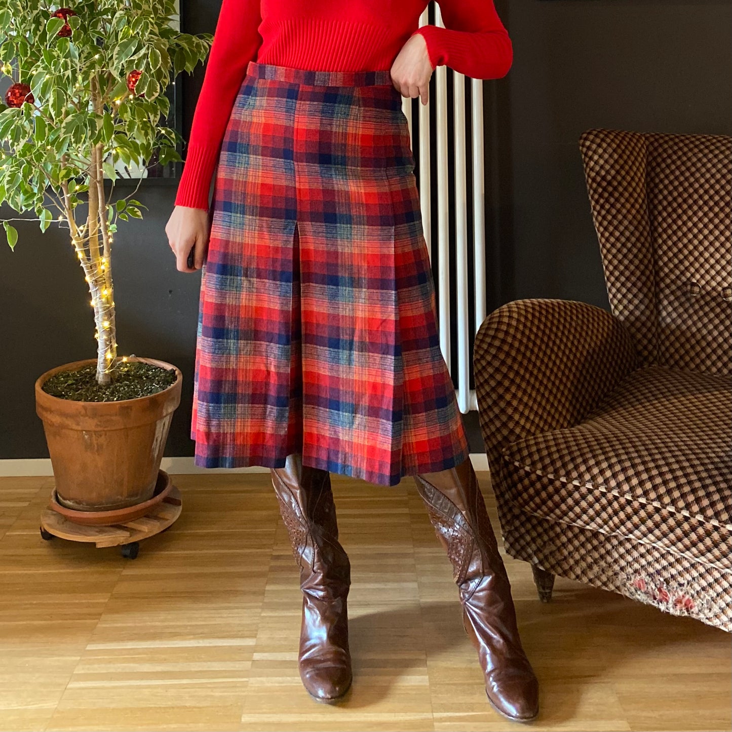 Gonna a pieghe tartan