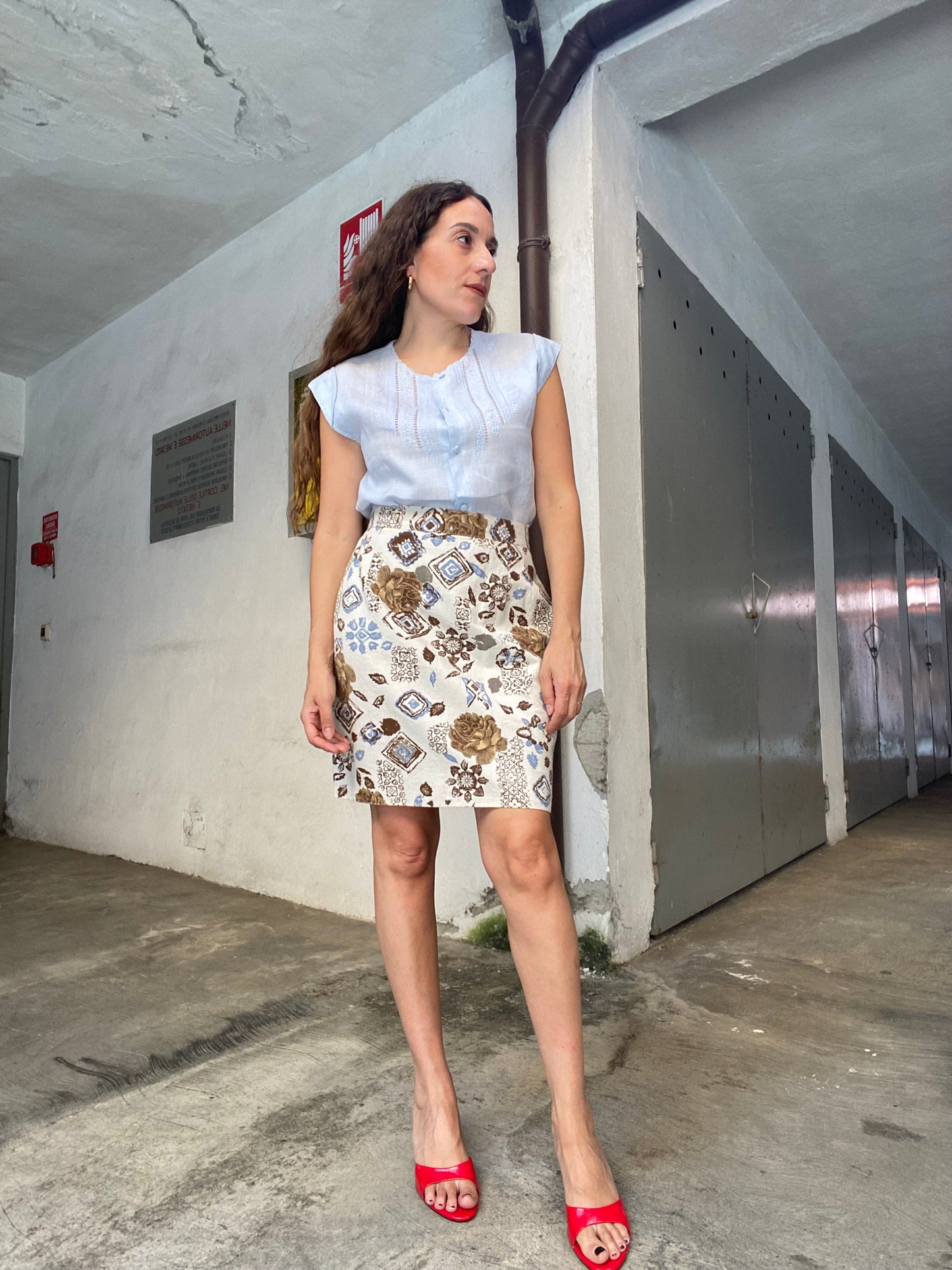 Gonna longuette fantasia vita alta