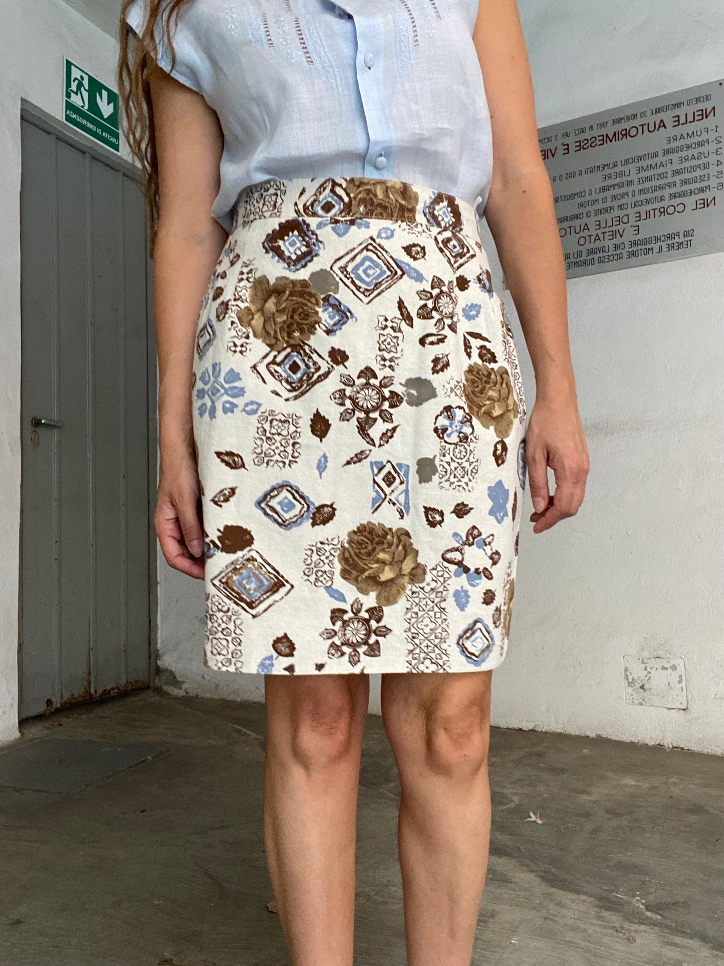 Gonna longuette fantasia vita alta