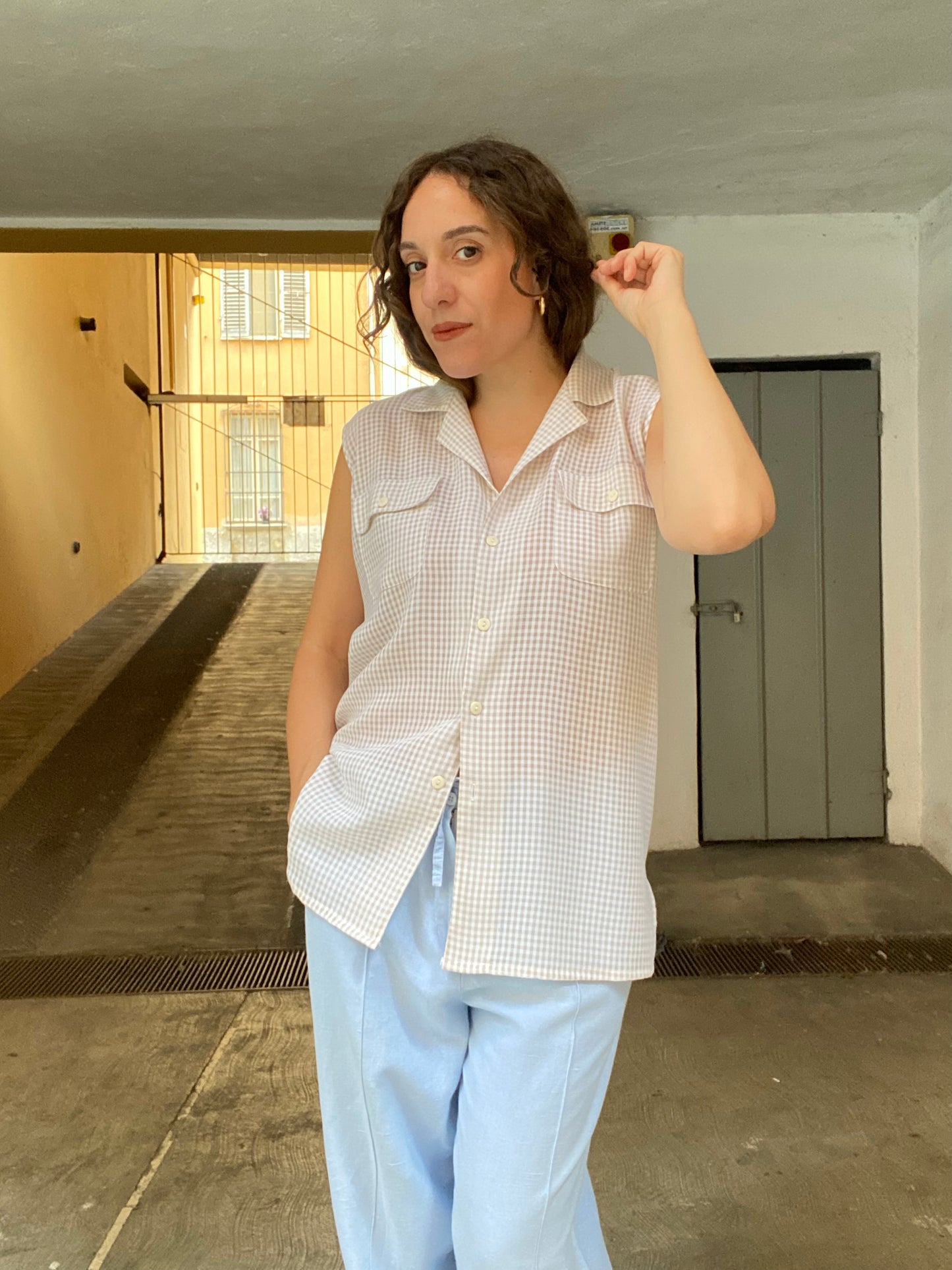 Camicia smanicata vichy