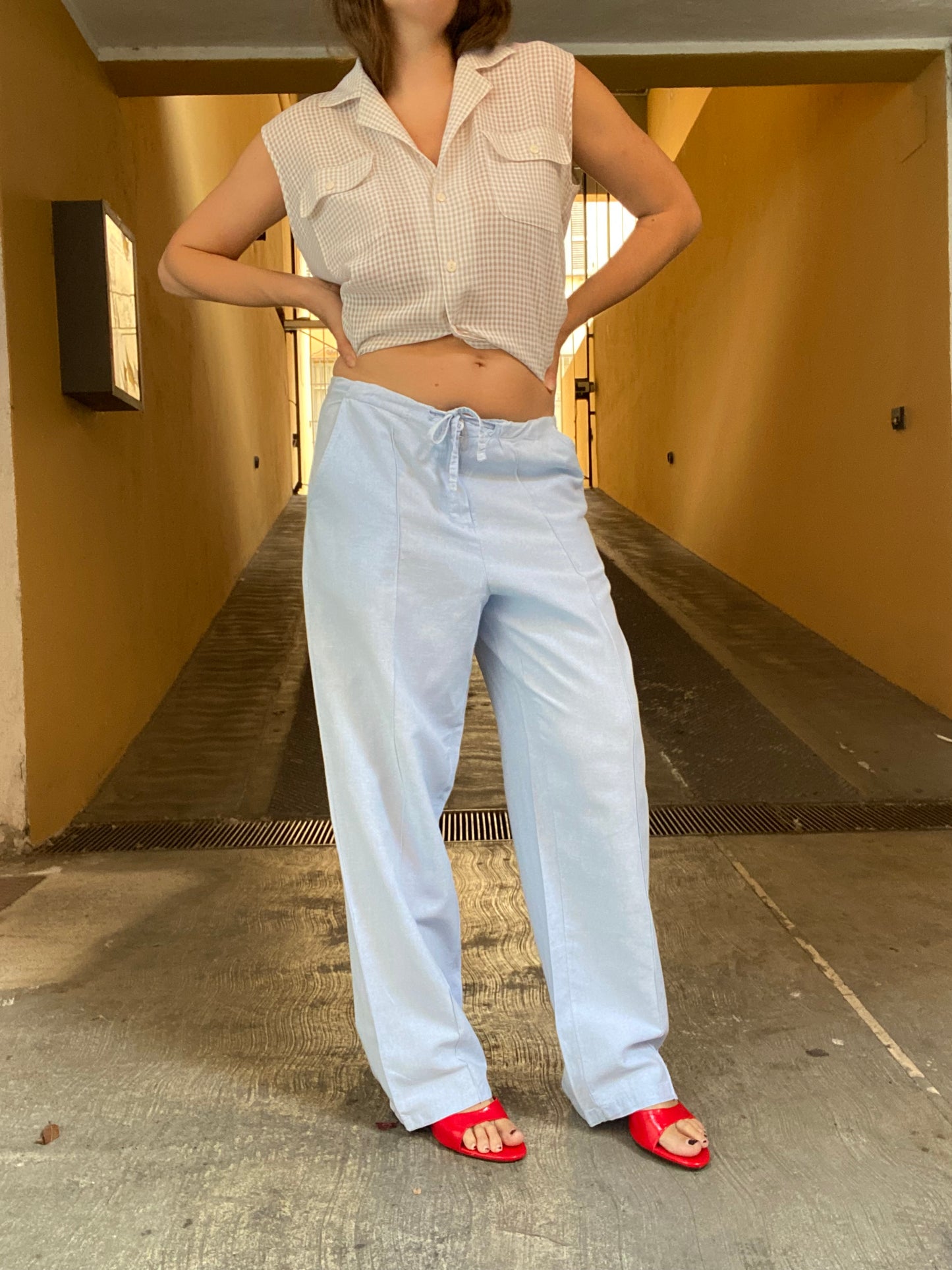 Pantalone dritto celeste