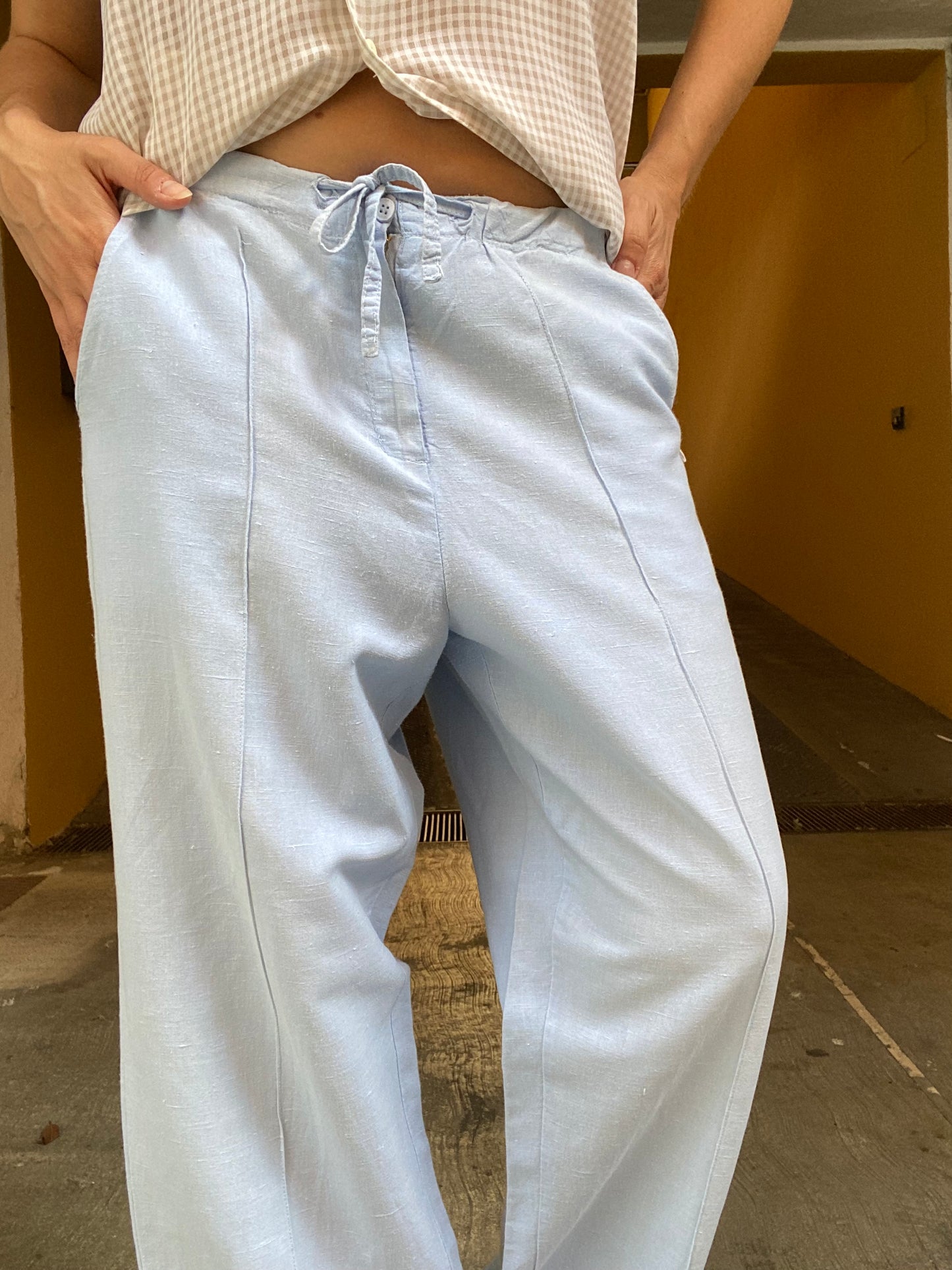 Pantalone dritto celeste