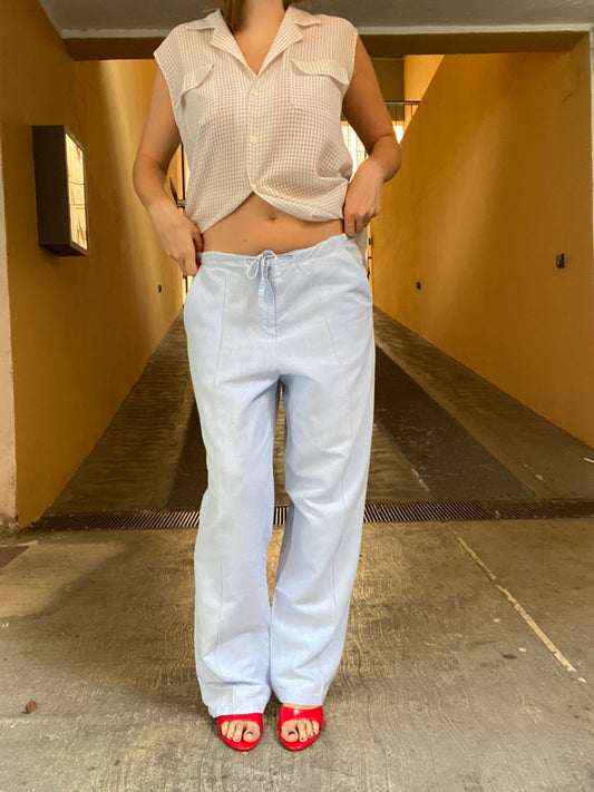 Pantalone dritto celeste