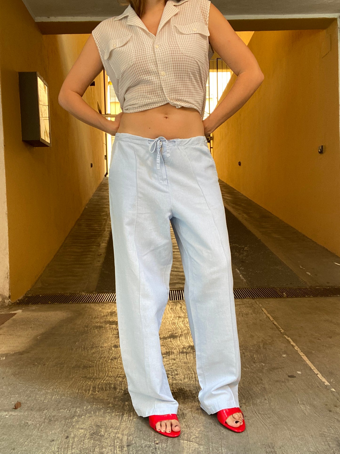 Pantalone dritto celeste