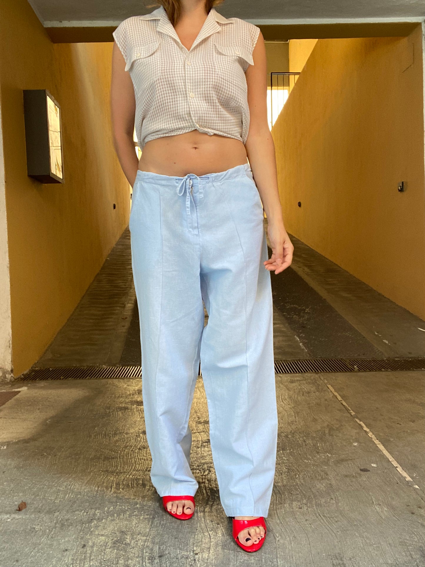 Pantalone dritto celeste