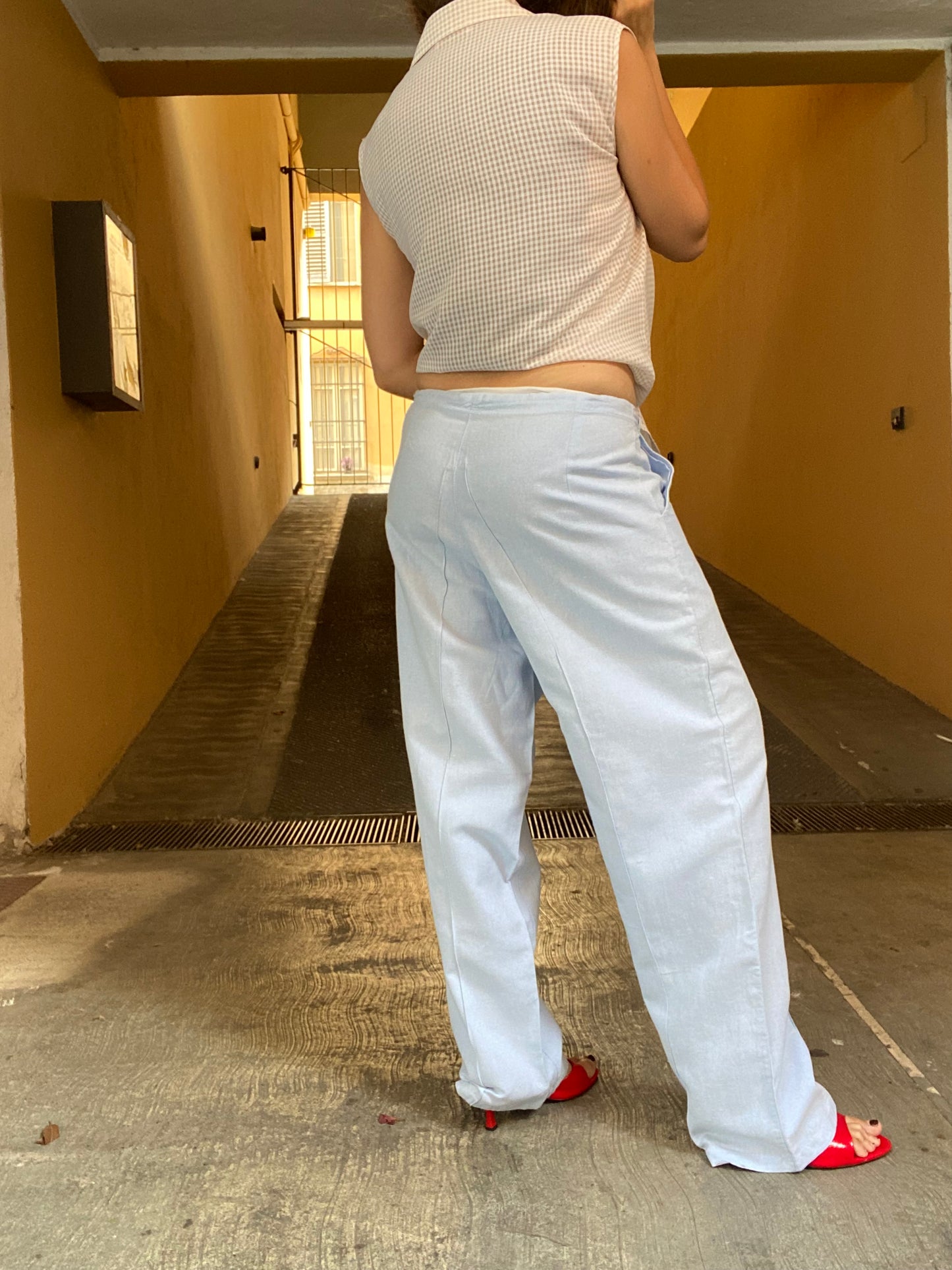 Pantalone dritto celeste