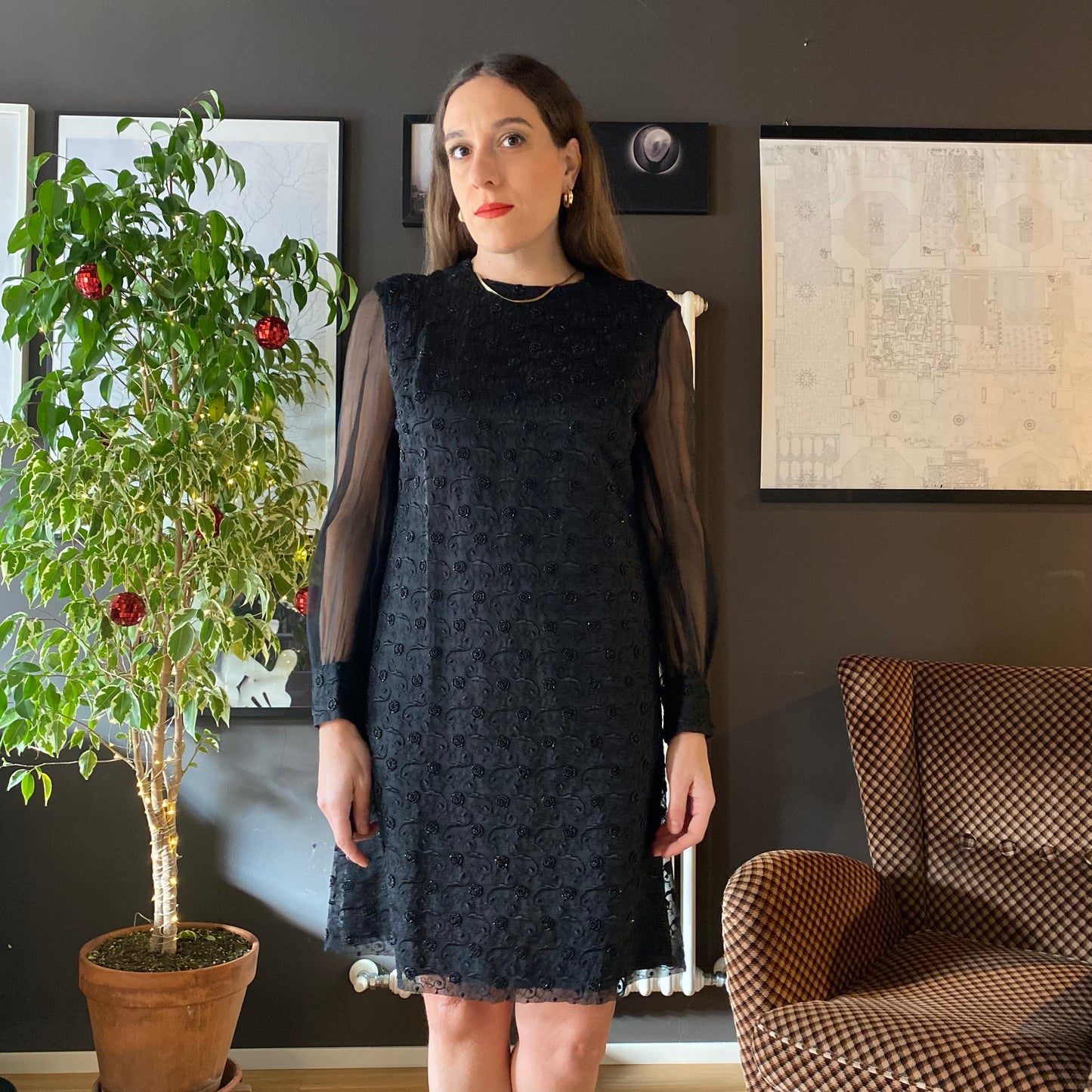 Abito anni 60 perline e organza