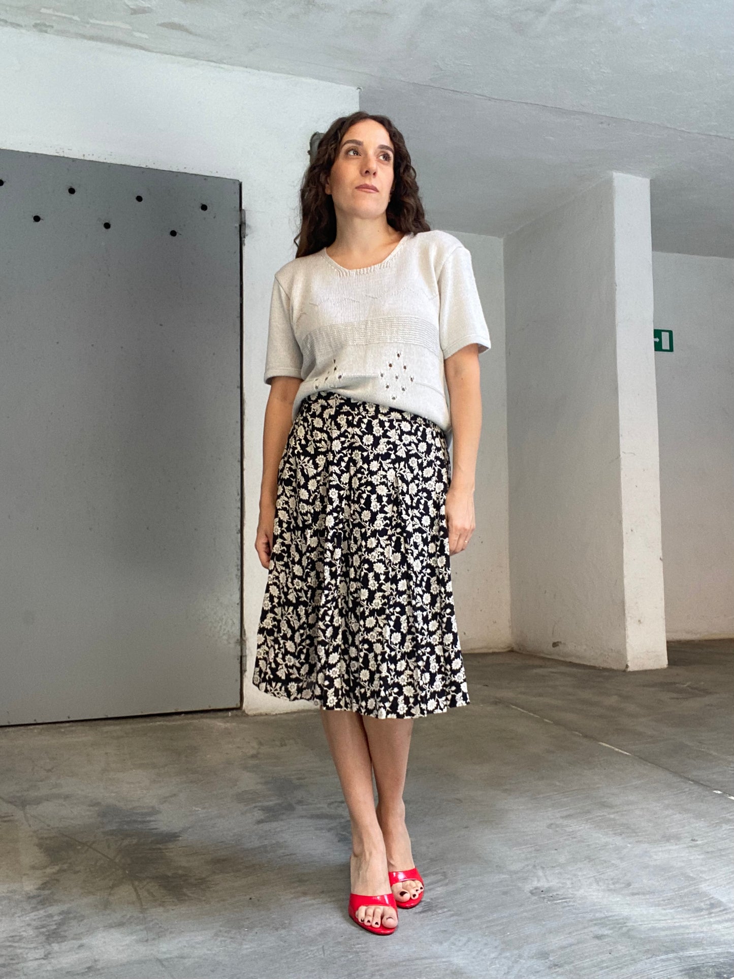 Gonna a pieghe floreale