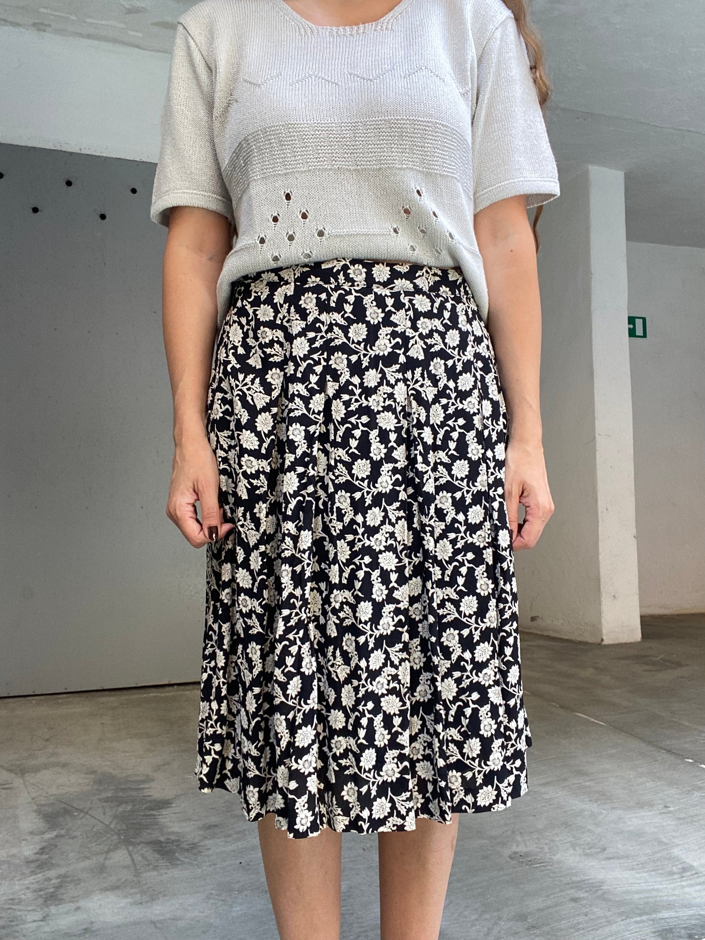 Gonna a pieghe floreale