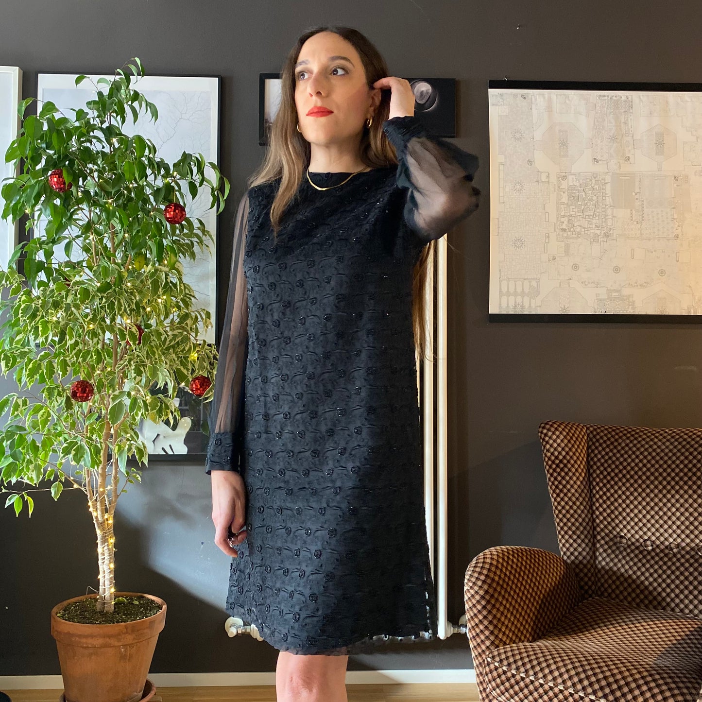 Abito anni 60 perline e organza