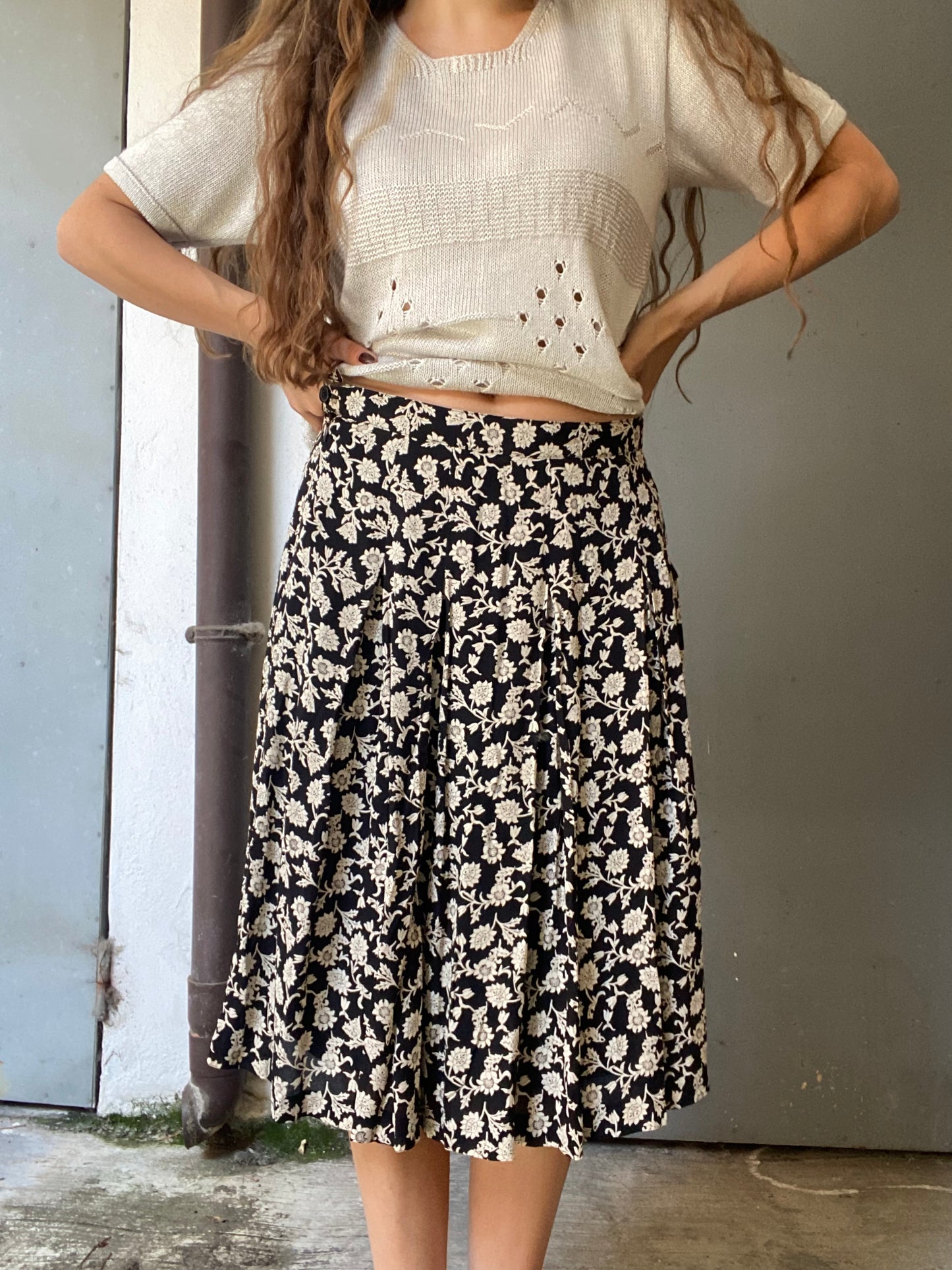 Gonna a pieghe floreale