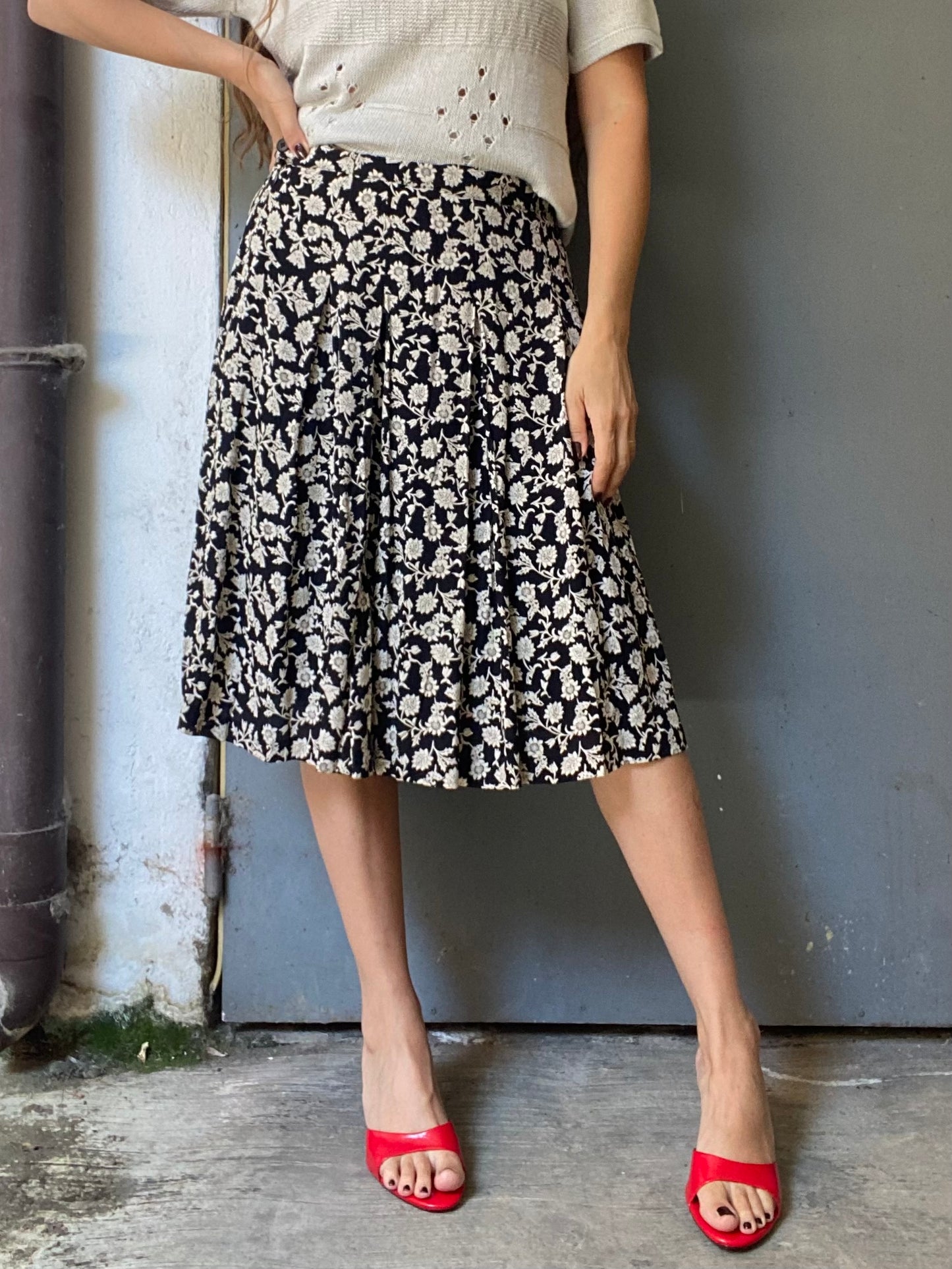 Gonna a pieghe floreale