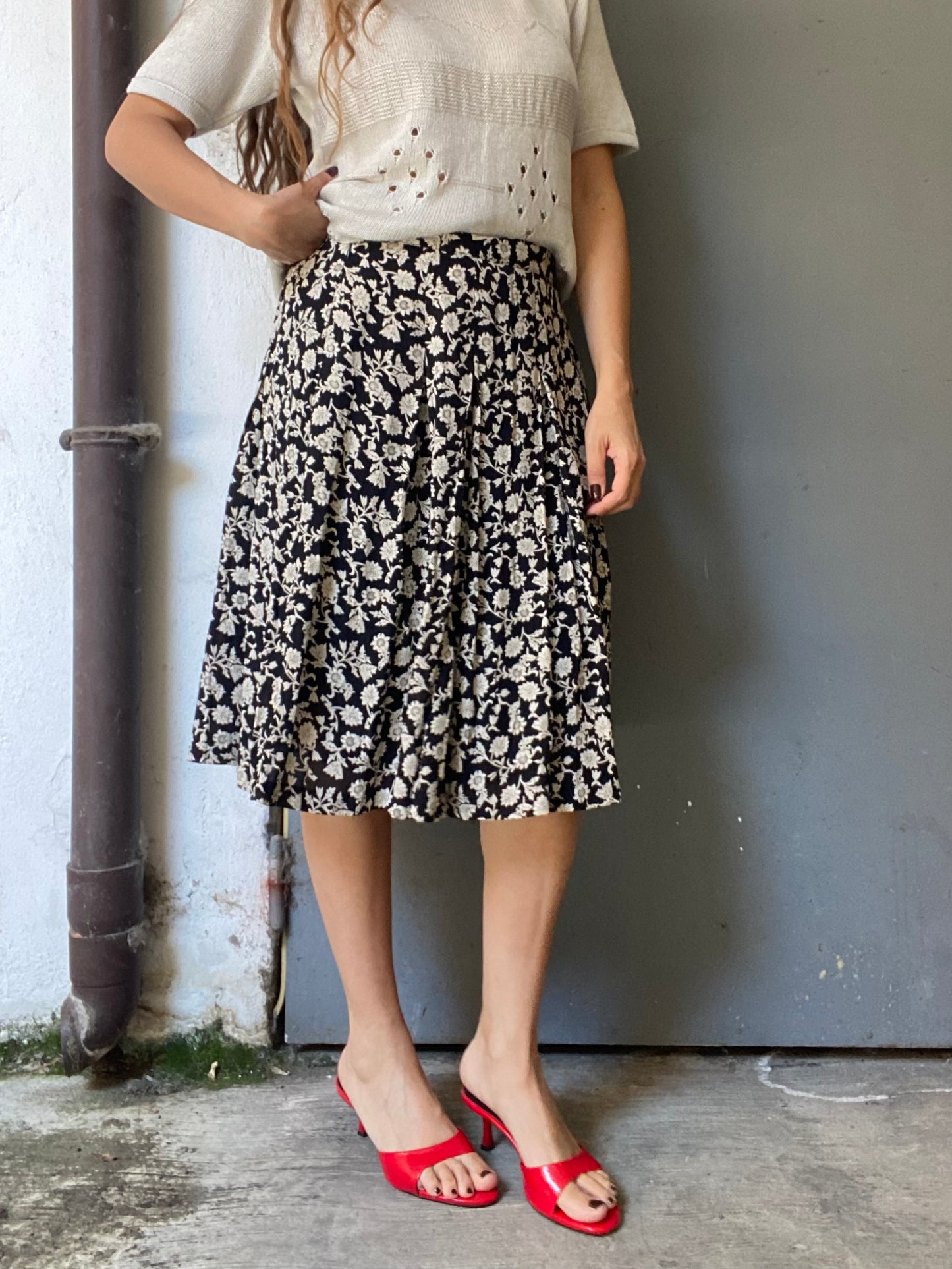 Gonna a pieghe floreale