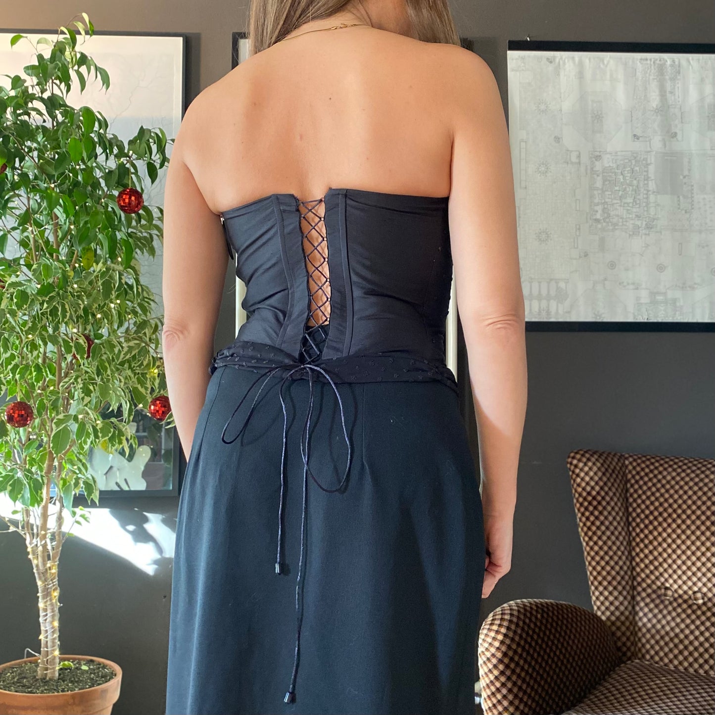 Top corsetto con tulle