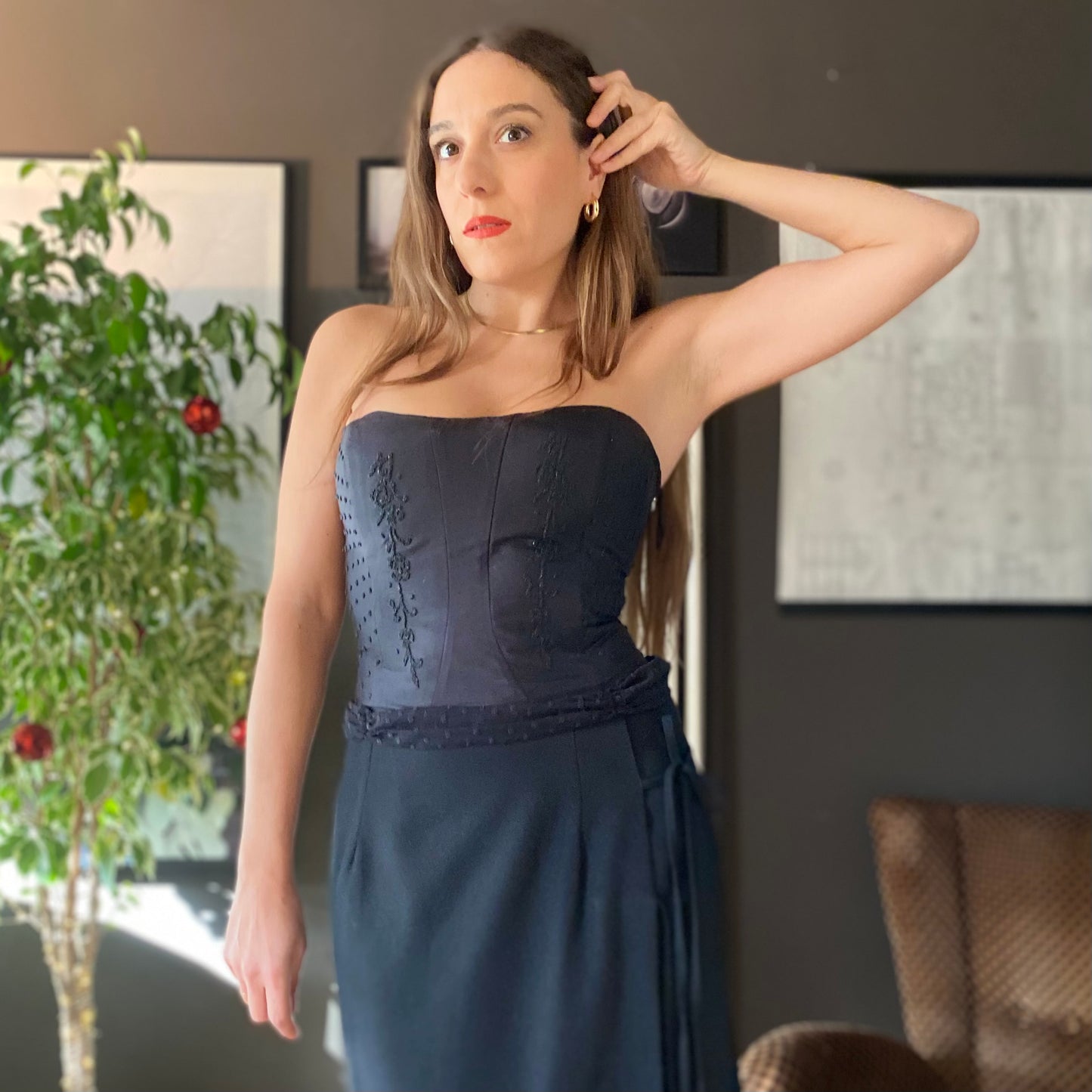 Top corsetto con tulle