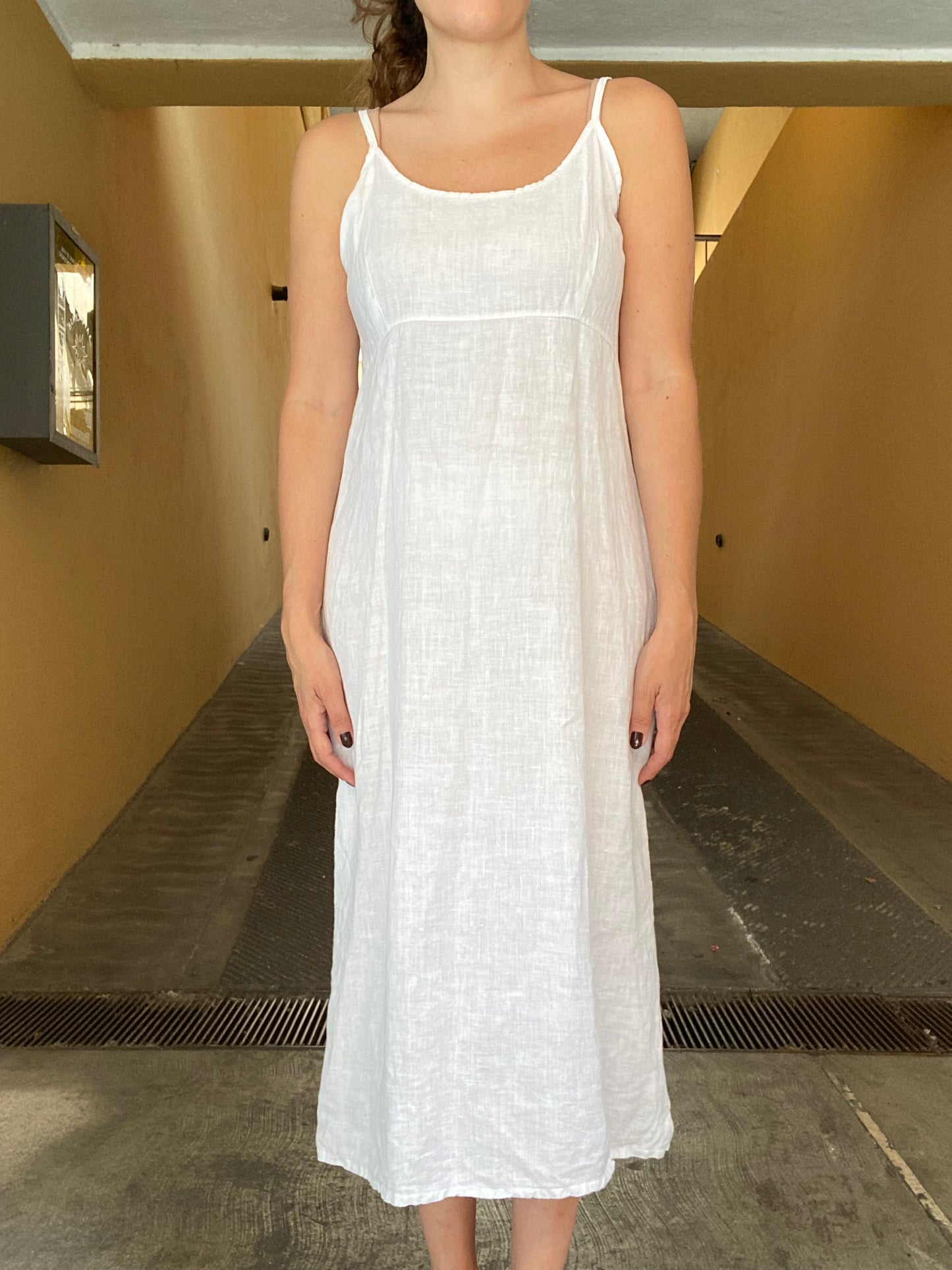 Abito slip dress in lino bianco