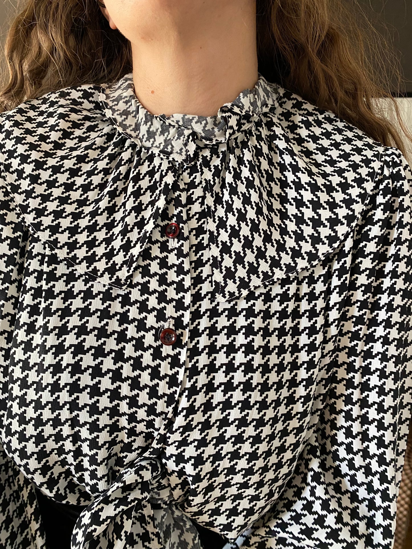 Camicia pied de poule maxi colletto