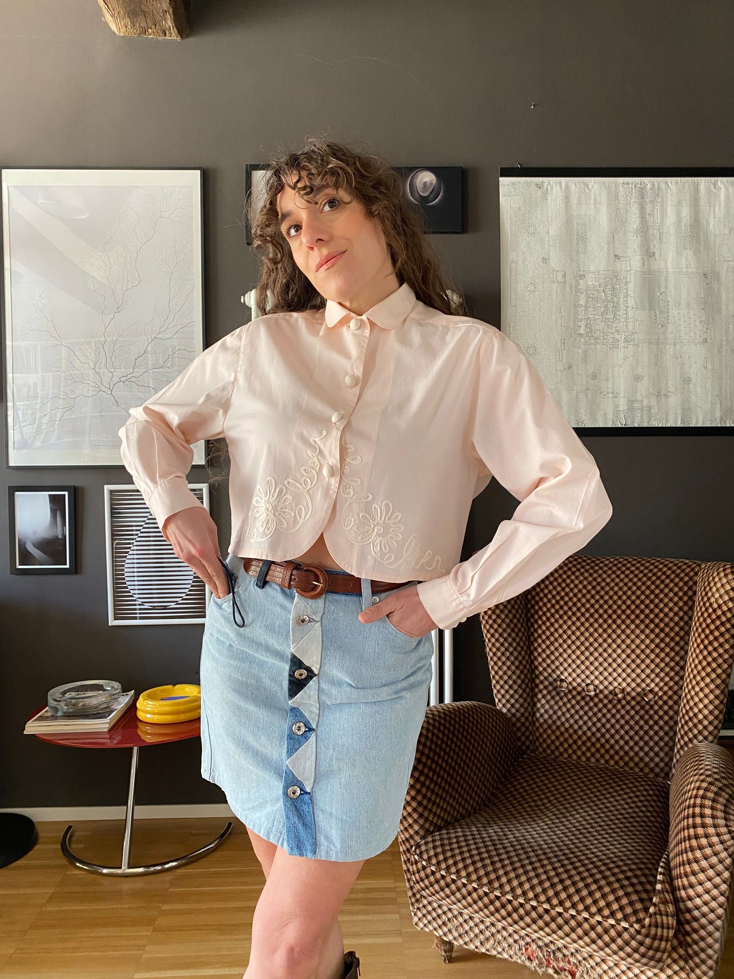 Camicia Stefanel crop vintage con ricami