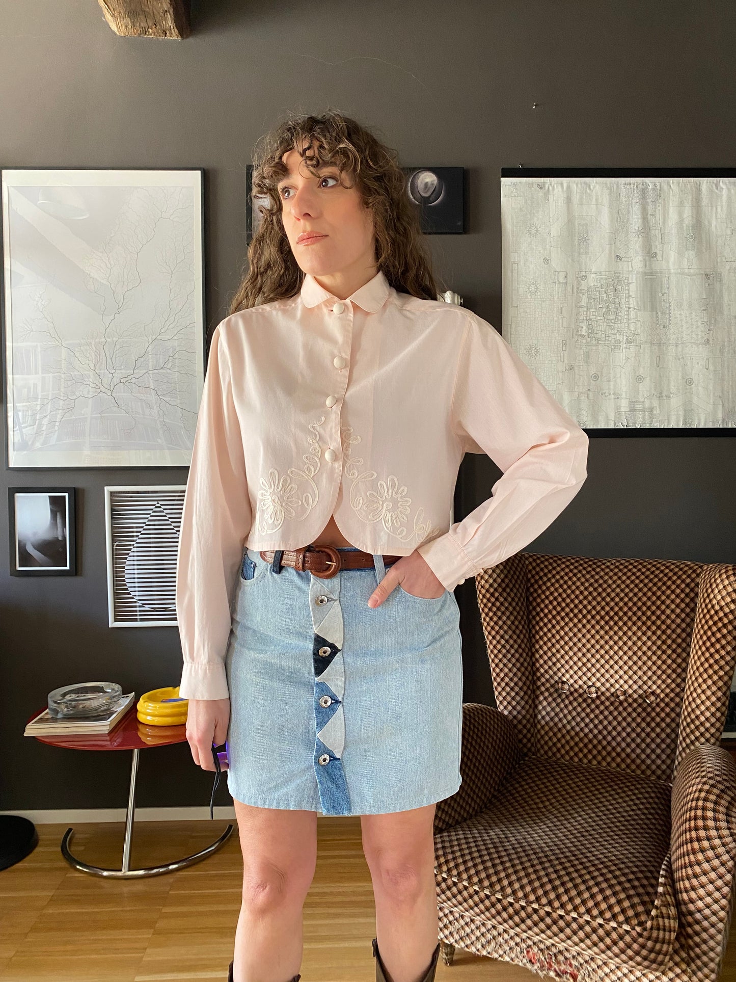 Camicia Stefanel crop vintage con ricami