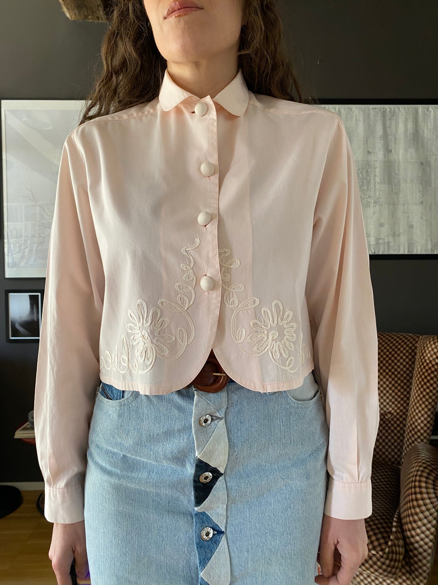 Camicia Stefanel crop vintage con ricami