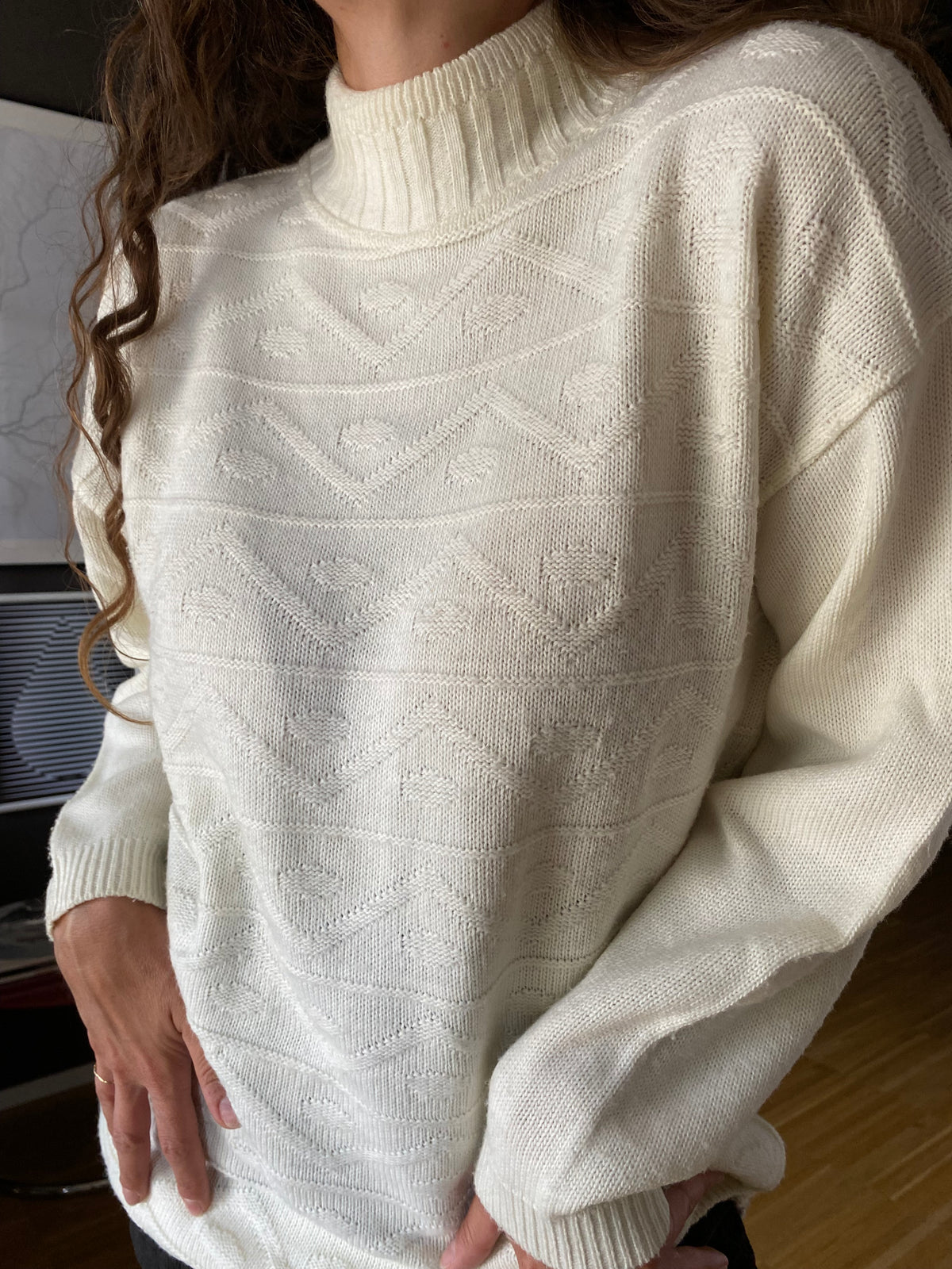 Pullover bianco misto lana