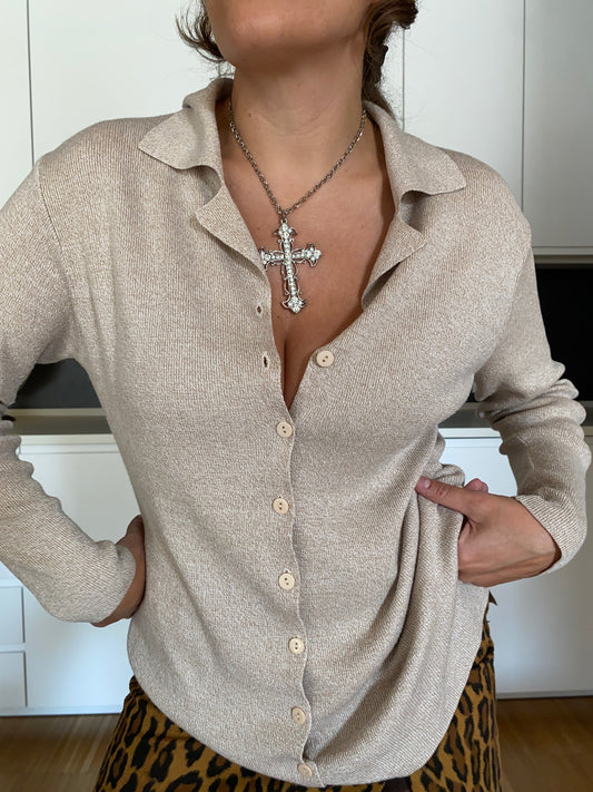 Cardigan beige melange